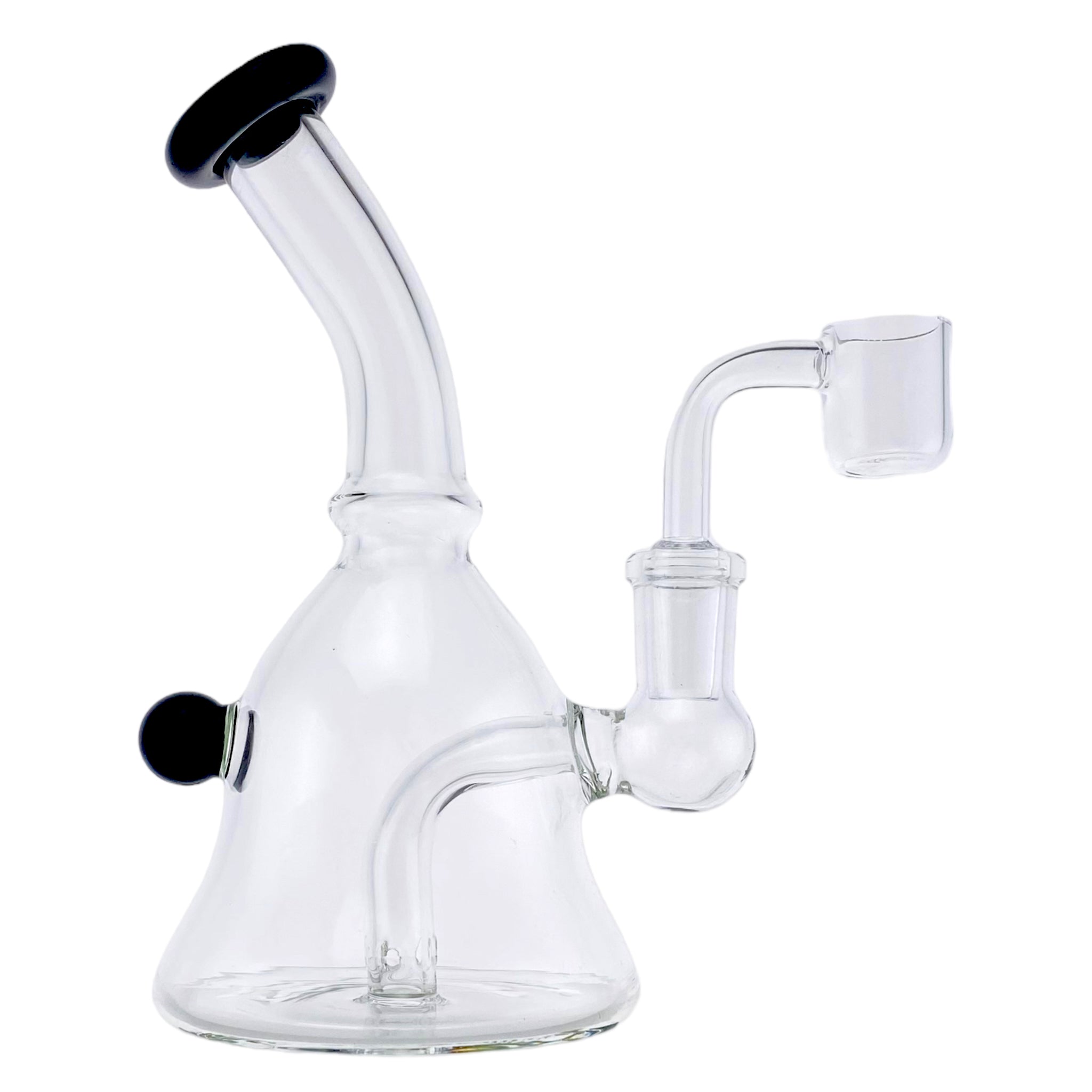 Mini Bell Shape Dab Rig With Black Mouthpiece And Marble