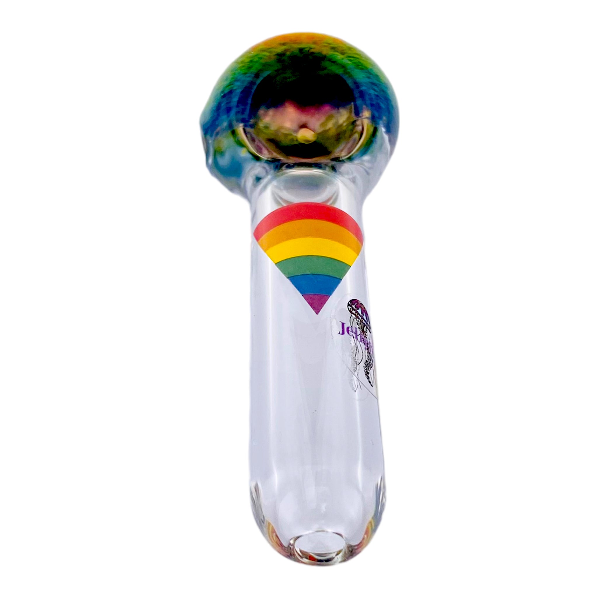 gay pride hand pipe Jellyfish Glass - Clear With Rainbow Frit Bowl And Rainbow Triangle