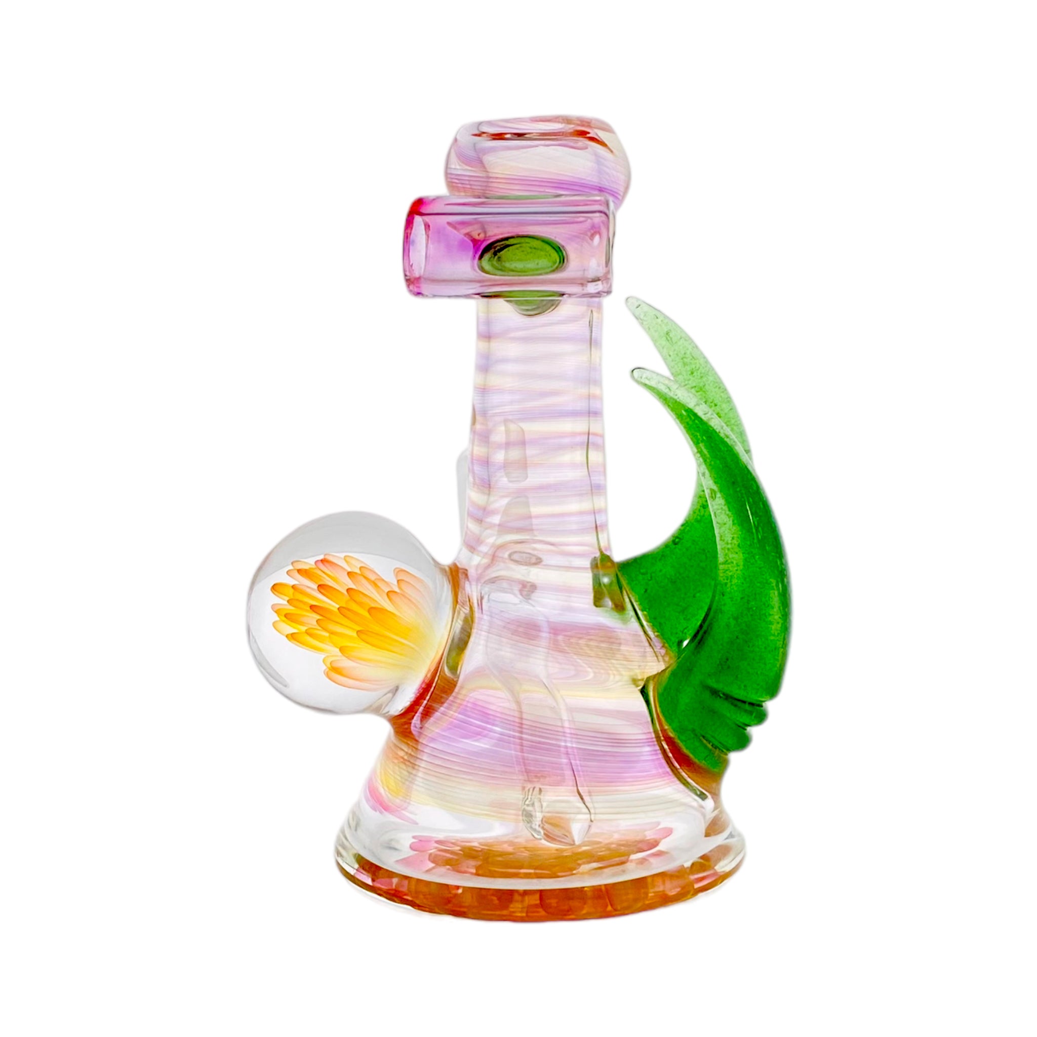 10mm Pendant Dab Rig With Fuming Twist And Green Horns