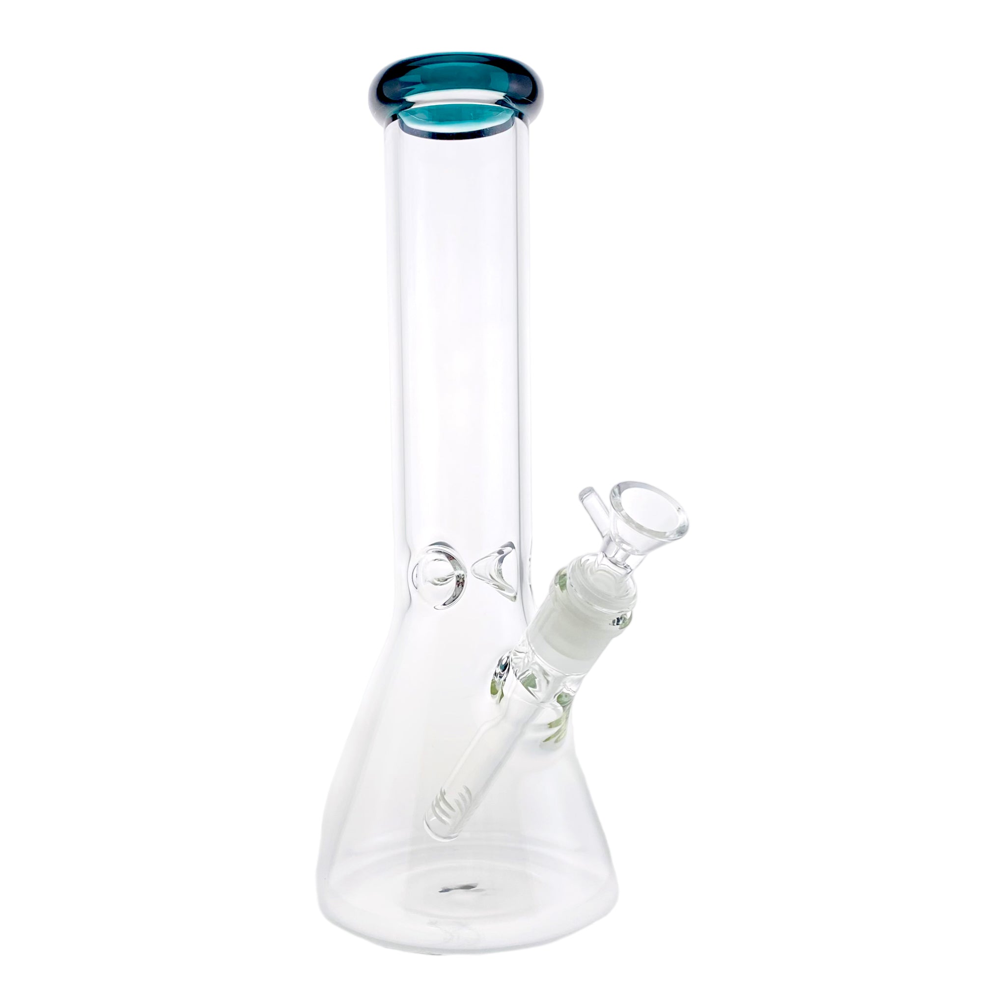 12 Inch Clear Beaker Bong With Dark Green Color Lip