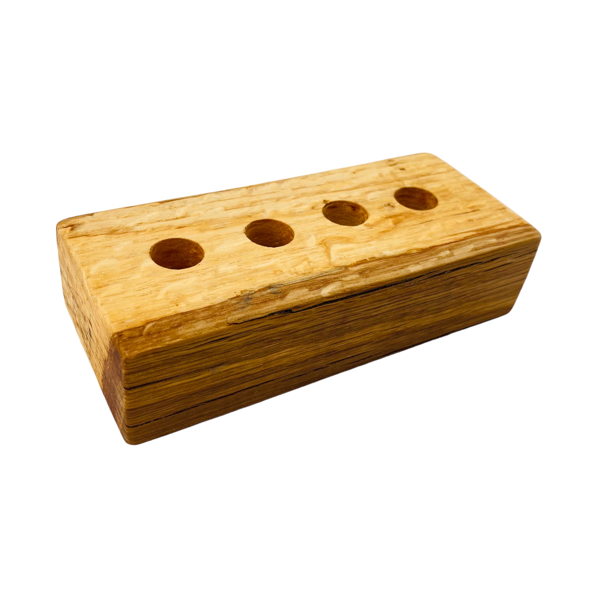 4 Hole Wood Display Stand Holder For 14mm Bong Bowl Pieces Or Quartz Bangers - Cork Oak