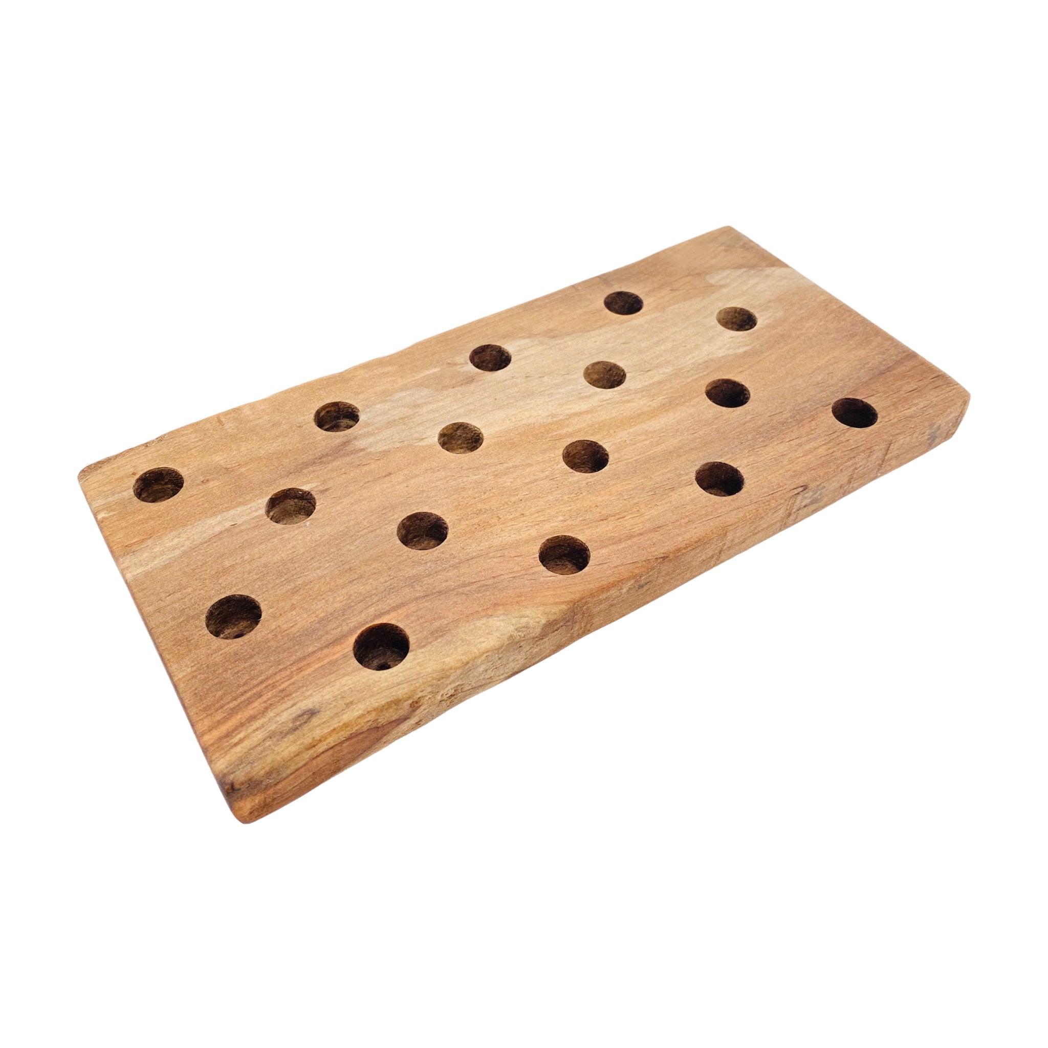 16 Hole Wood Display Stand Holder For 14mm Bong Bowl Pieces Or Quartz Bangers - Drift Wood