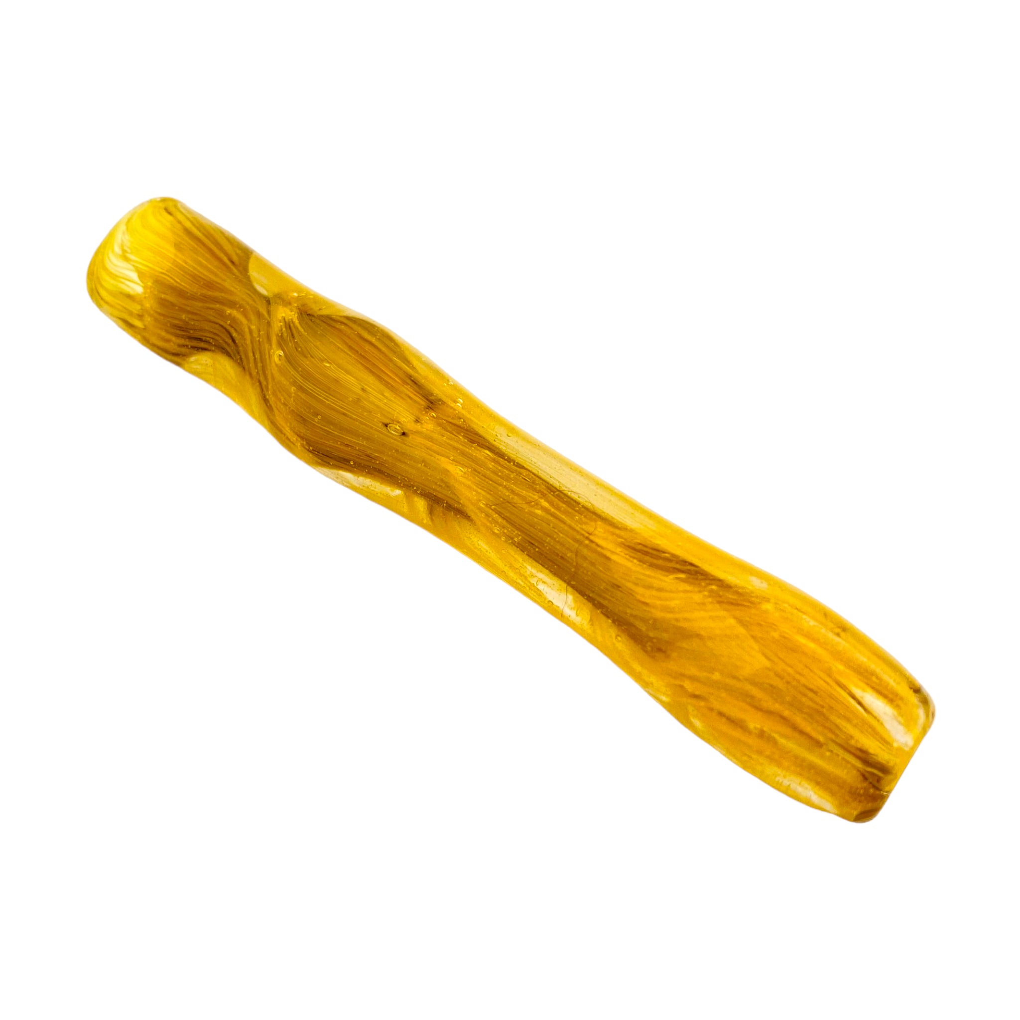 Glass Chillum Pipe - Yellow & Black With Sparkles Glass One Hitter