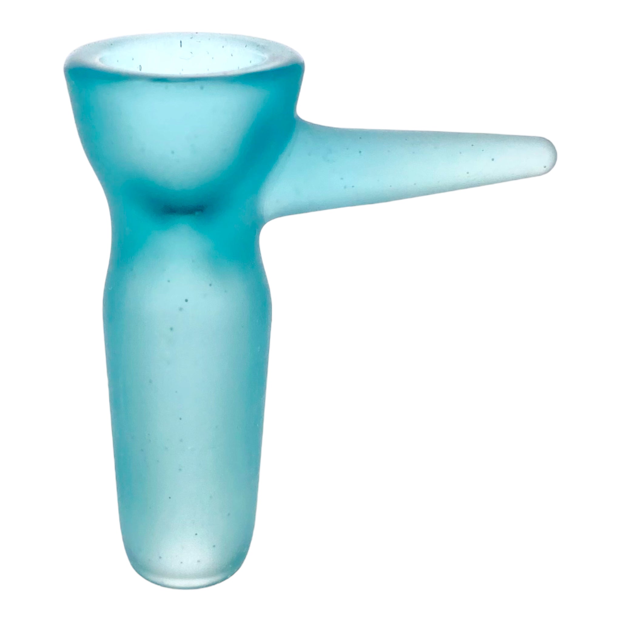 Optera Glass - Sandblasted Aqua Blue With Aqua Blue Handle Full Color - 14mm Bowl Piece