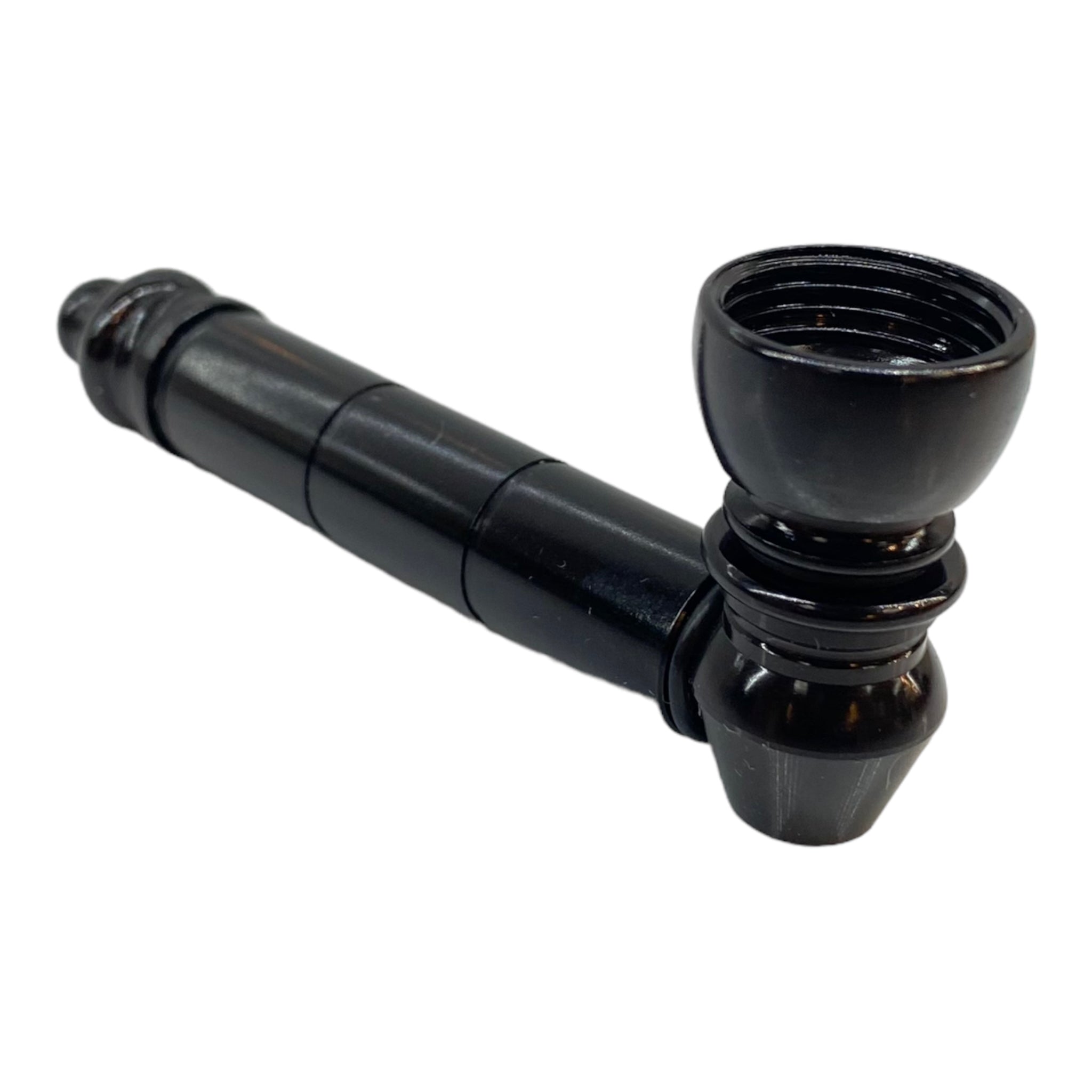 Metal weed and tobbaco pipe black basic metal pipe with small chamber for sale free shipping