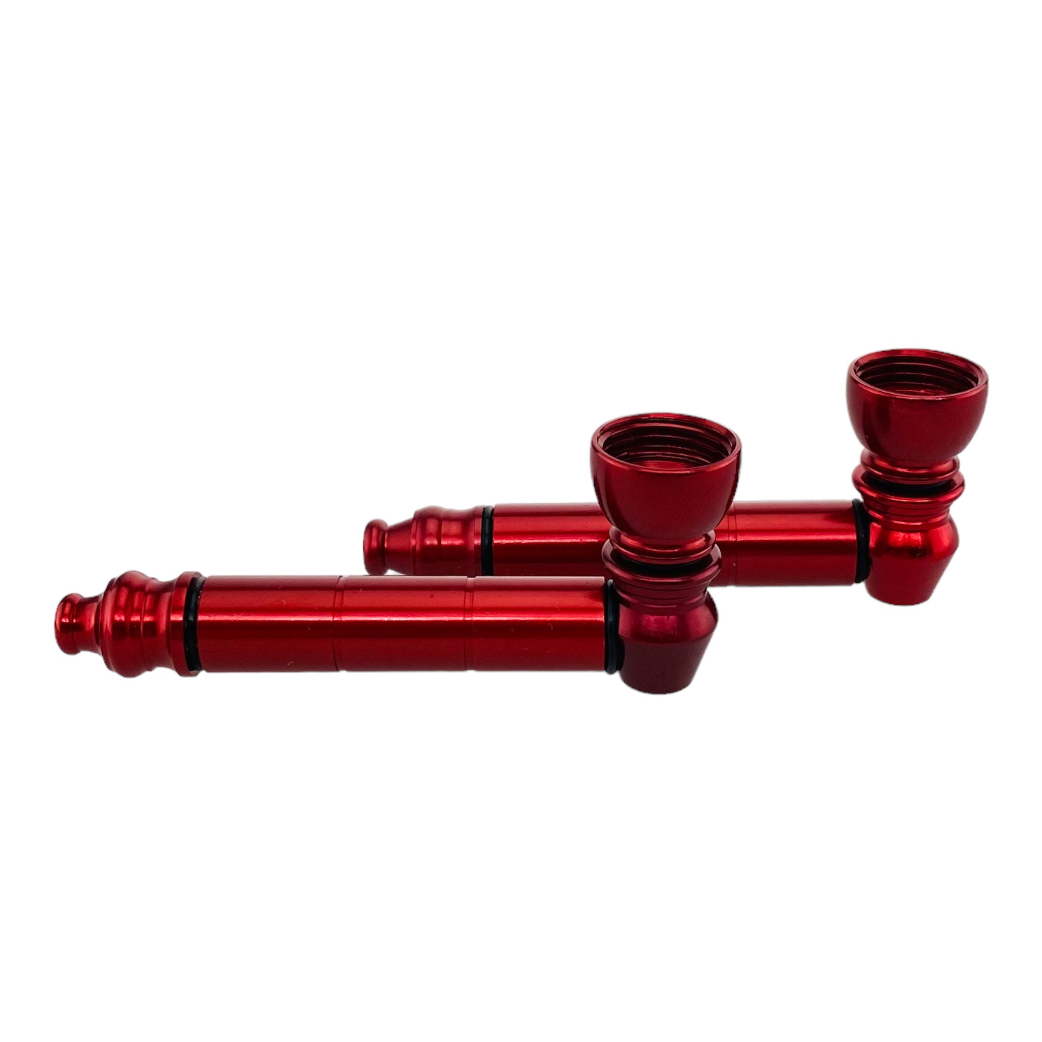 Red Basic Metal smoking Pipe With Small Chamber Bundle 2 Pipes And 10ct Screens