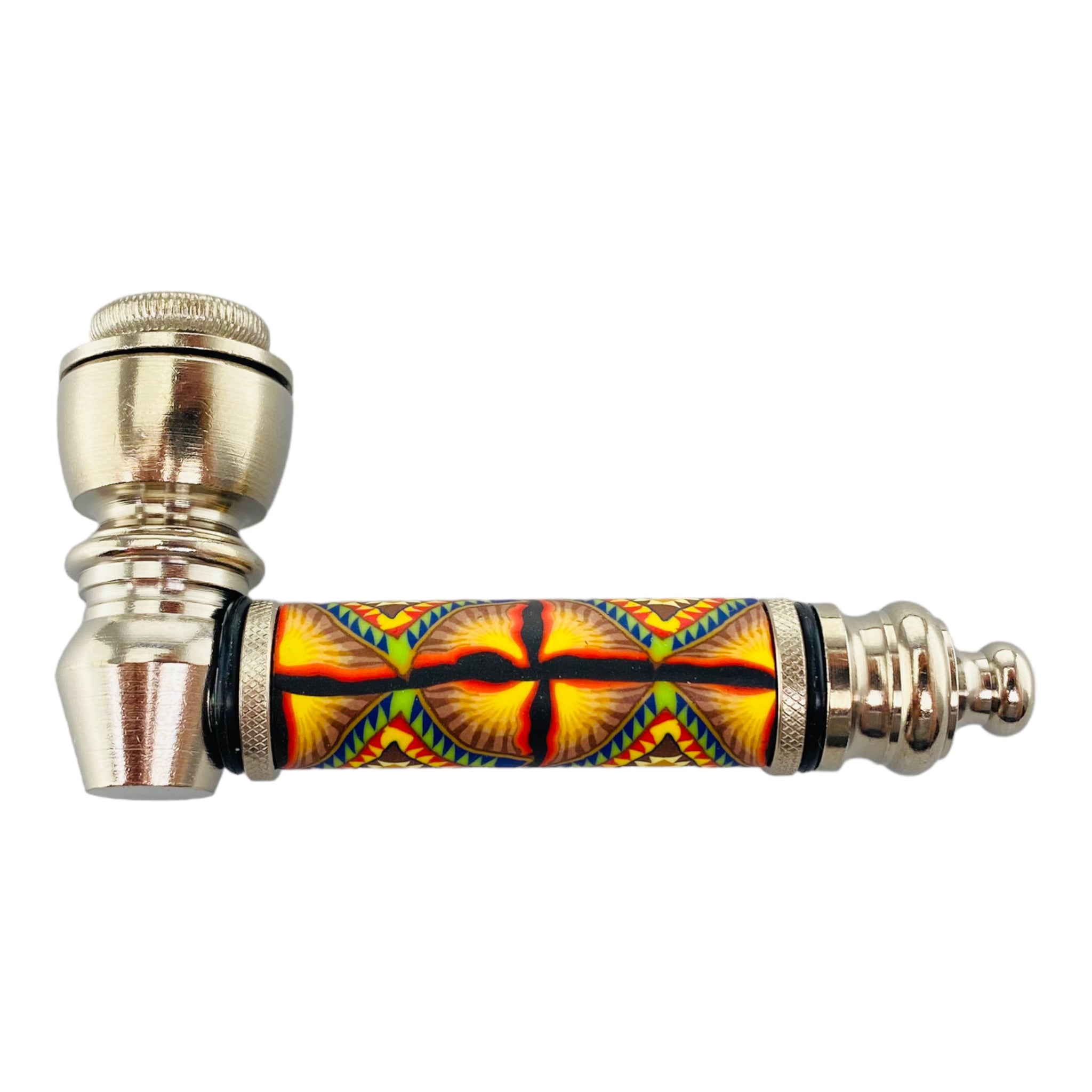 r Chrome smoking Hand Pipe With Sacred Geometry