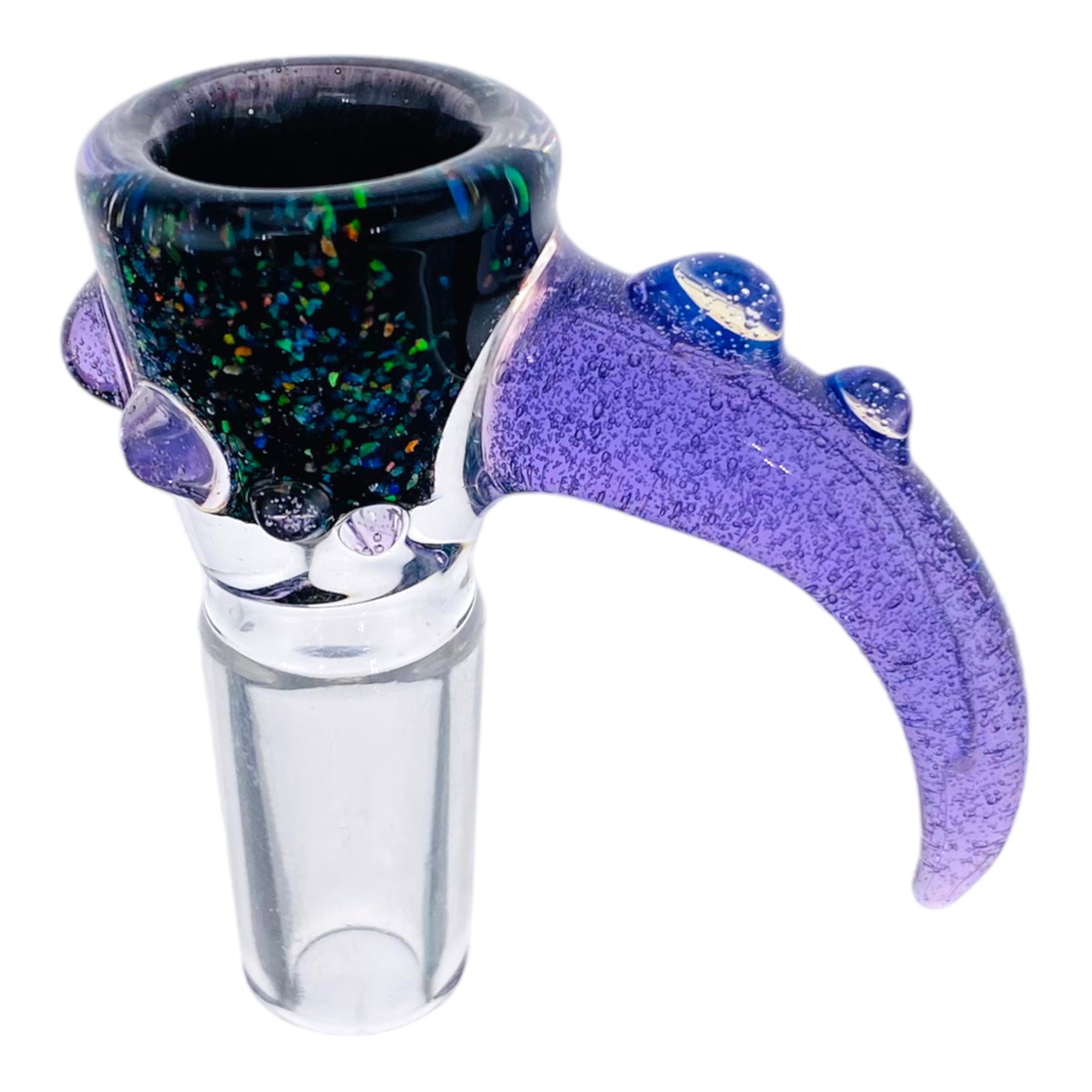 Arko Glass - 14mm Flower Bowl - Chrush Opal Bowl With Chronic Purple Handle