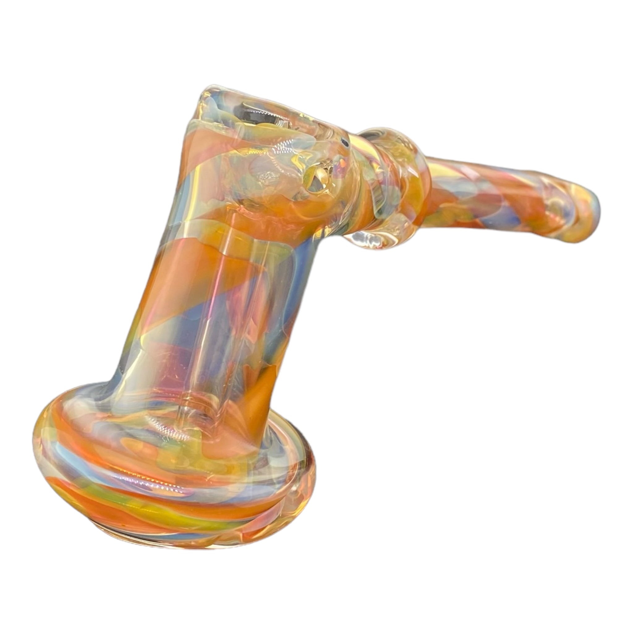 cute Lay-Down Silver And Gold Fumed Bubbler glass hash Hammer