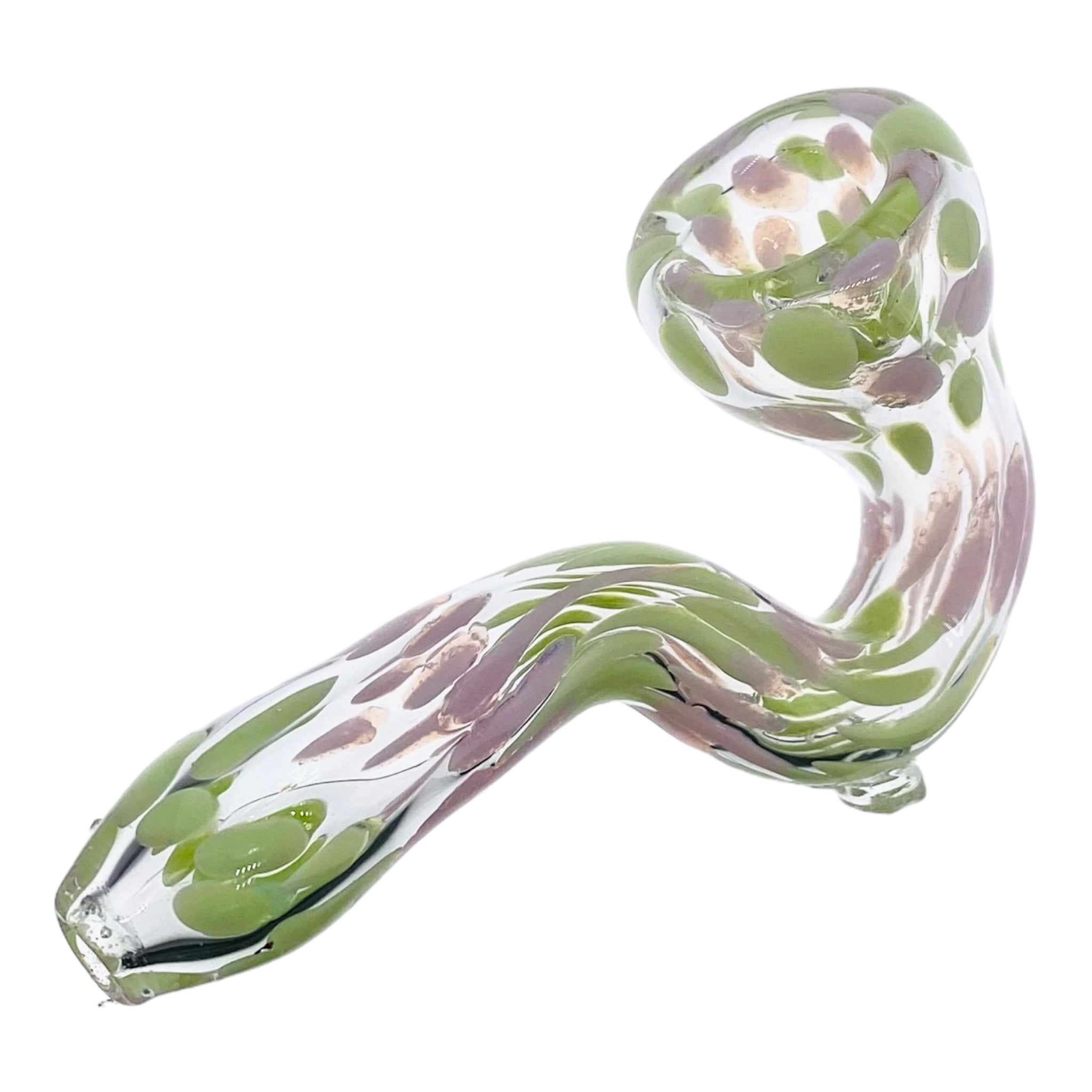 Pink and Green Spots Sherlock Glass Hand Pipe