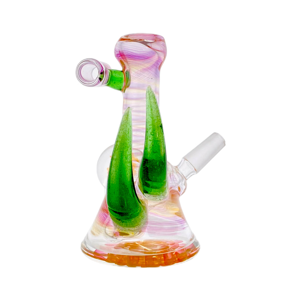 10mm Pendant Dab Rig With Fuming Twist And Green Horns