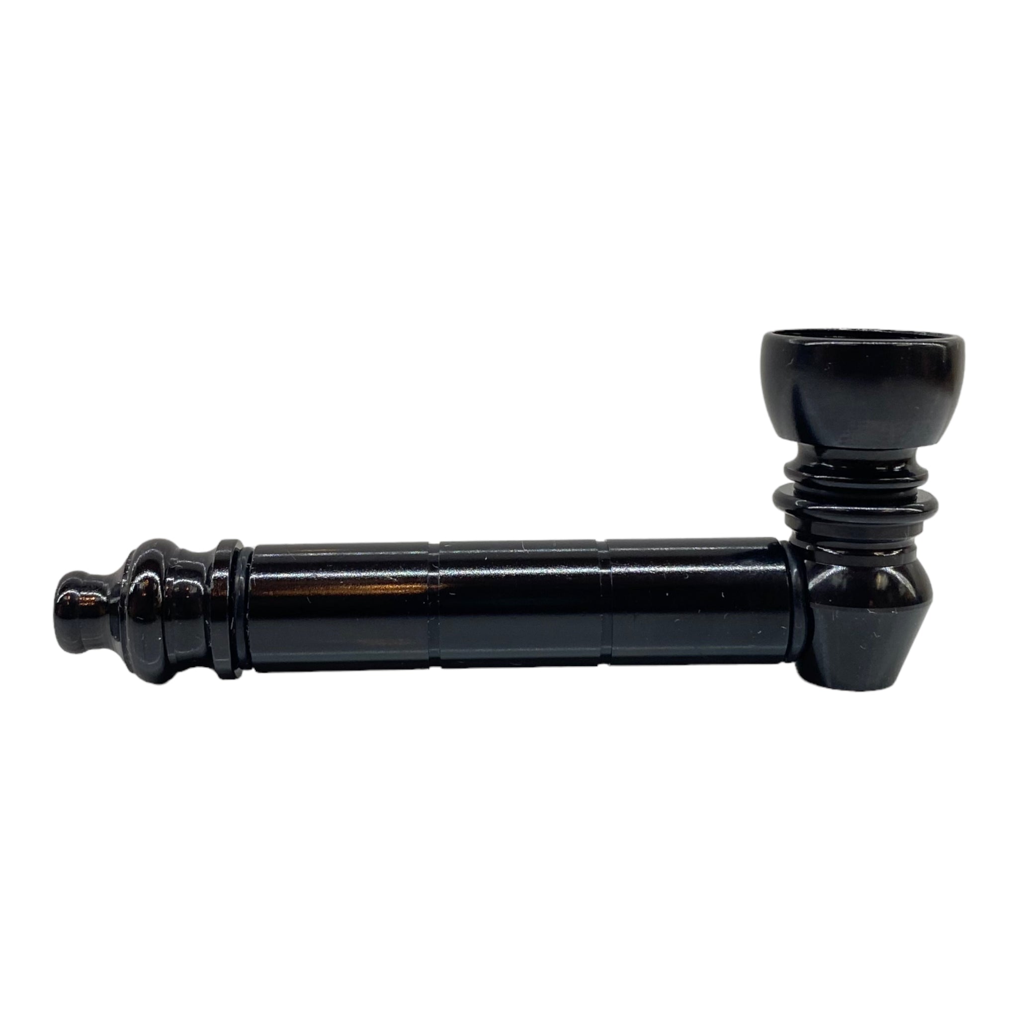 Metal weed and tobbaco pipe black basic metal pipe with small chamber for sale free shipping