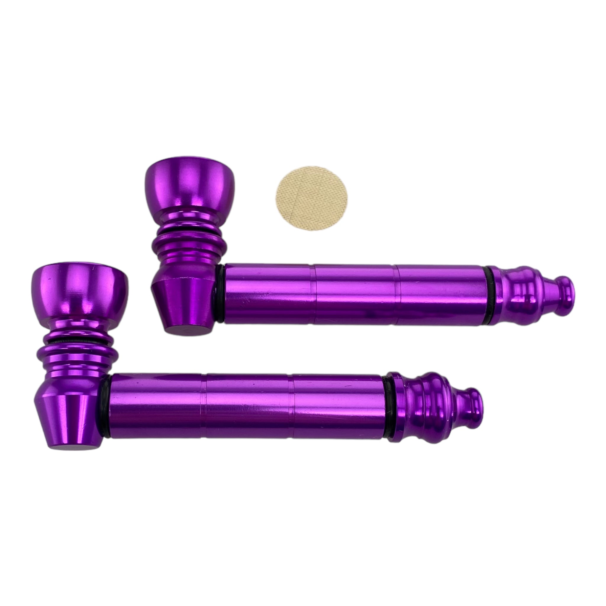 Purple Basic Metal smoking Pipe With Small Chamber Bundle 2 Pipes And 10ct Screens