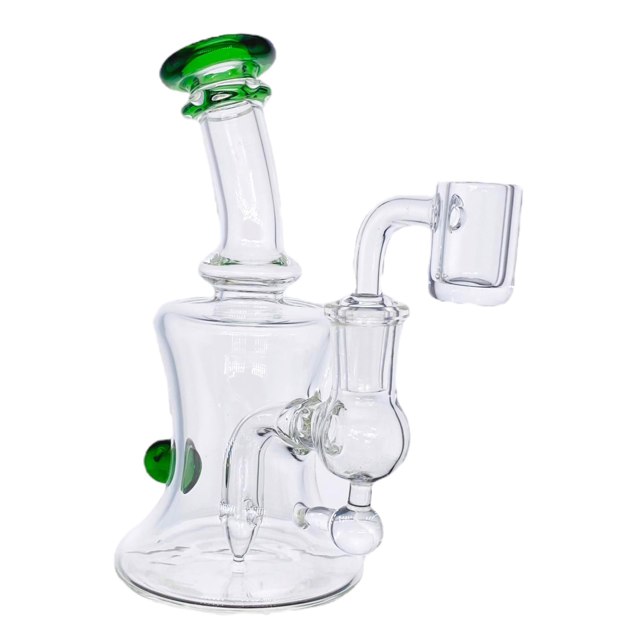cute girly Mini Dab Rig With Green Mouthpiece And Marble