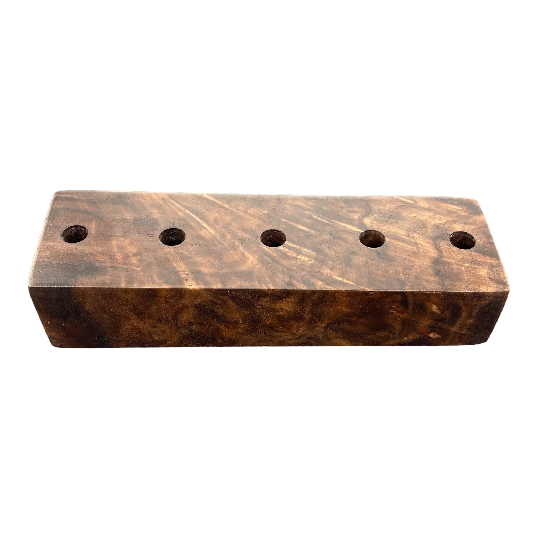 5 Hole Wood Display Stand Holder For 10mm Bong Bowl Pieces Or Quartz Bangers - Black Walnut Burl