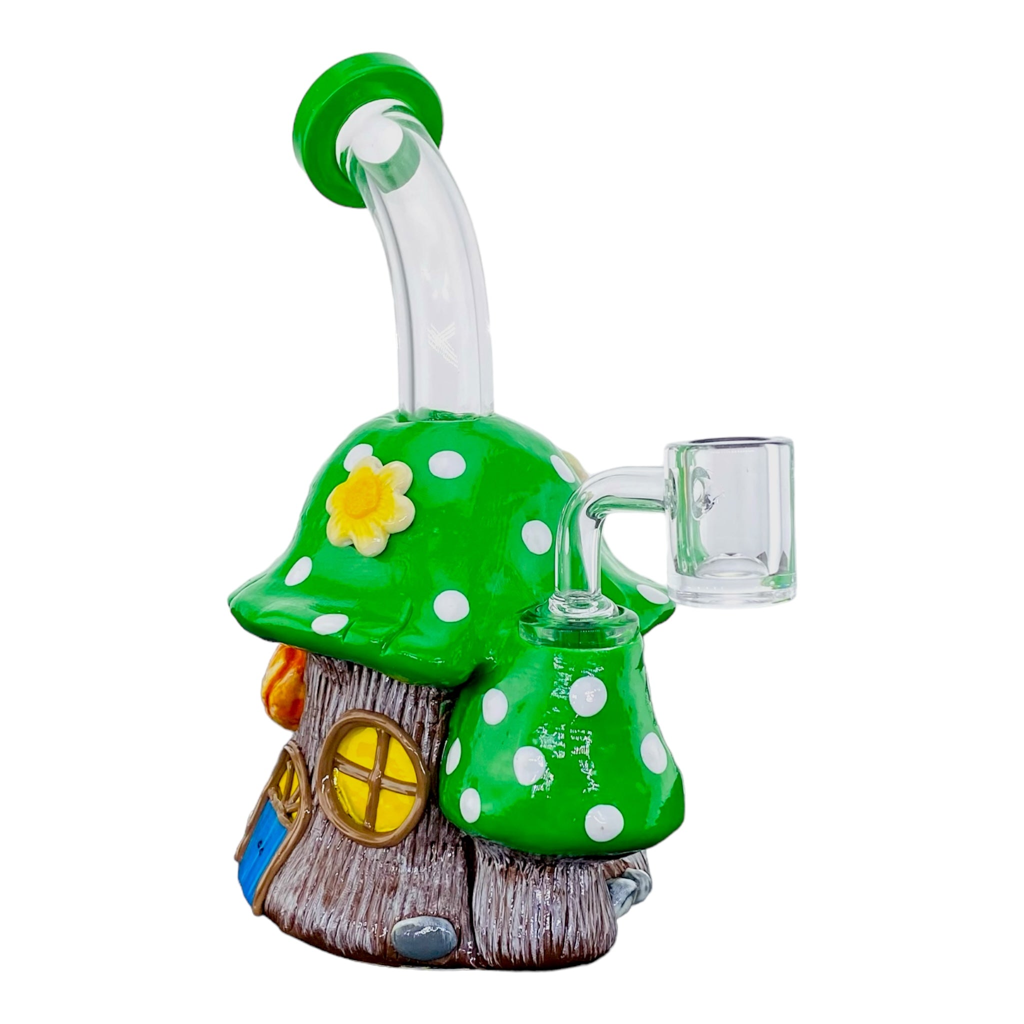 cute girly Green And White Mushroom Small Dab Rig With Frog for sale