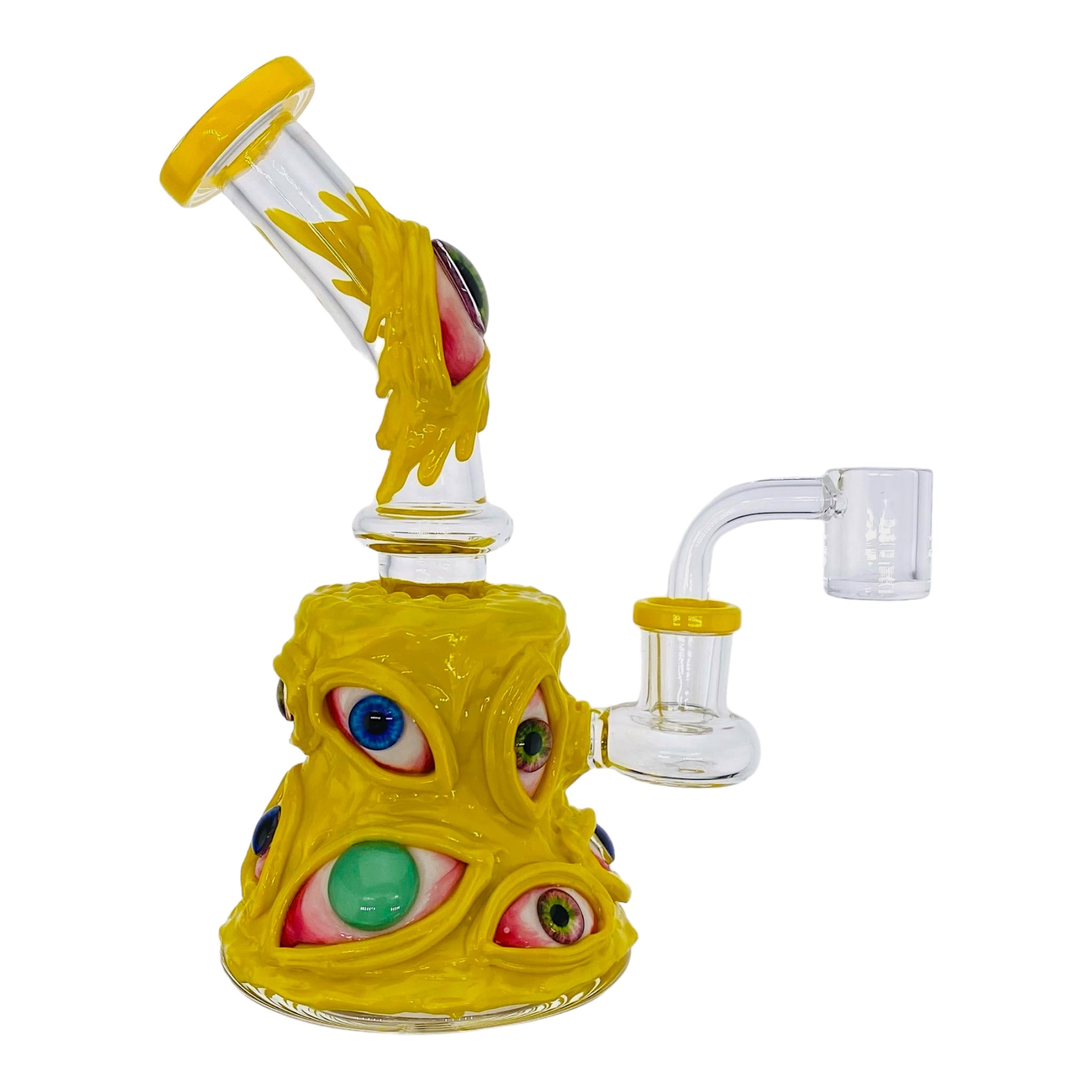 small glass dab rig in yellow 