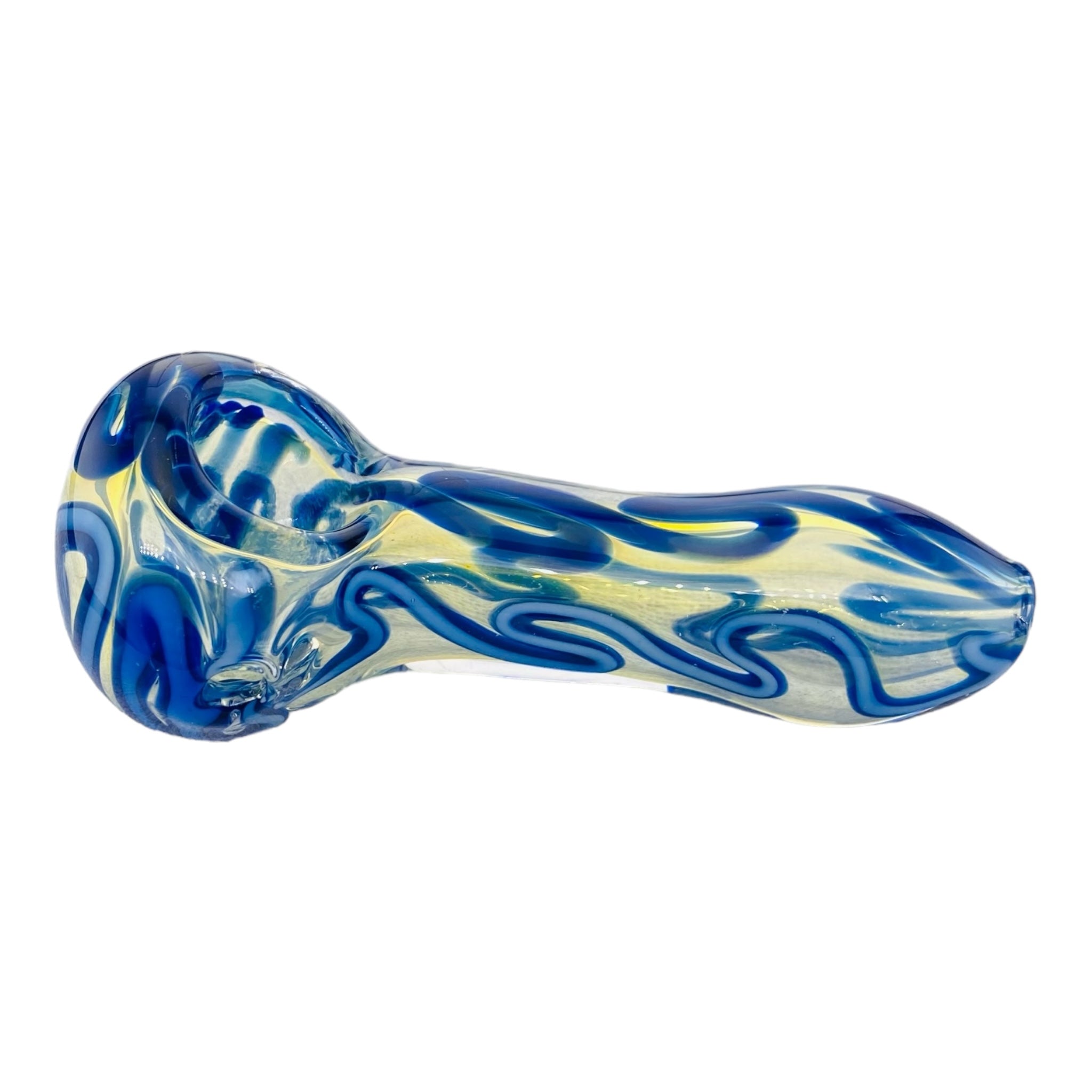 cheap Color Changing Glass Hand Pipe With Blue Linework for sale