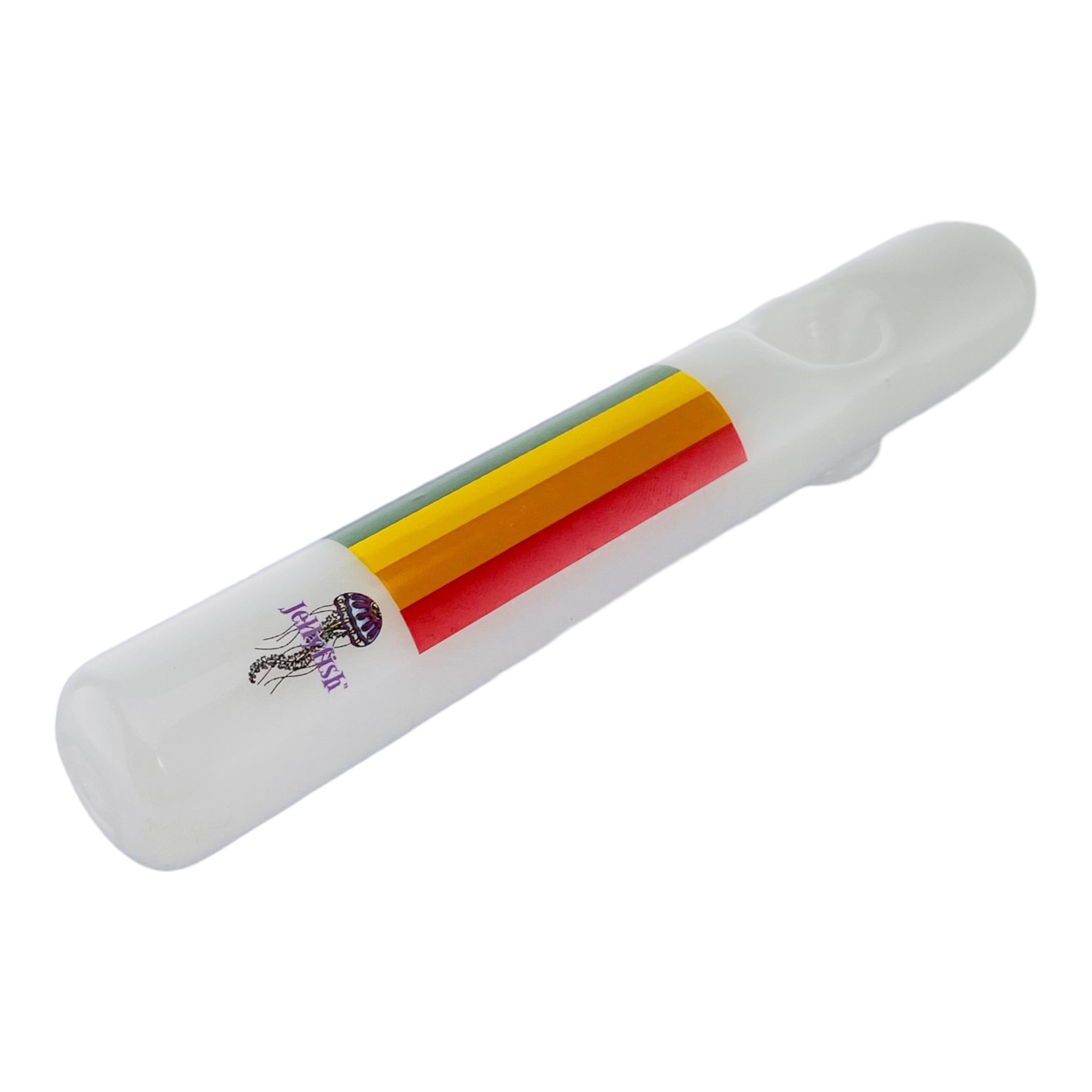 White Glass Steamroller With Rainbow
