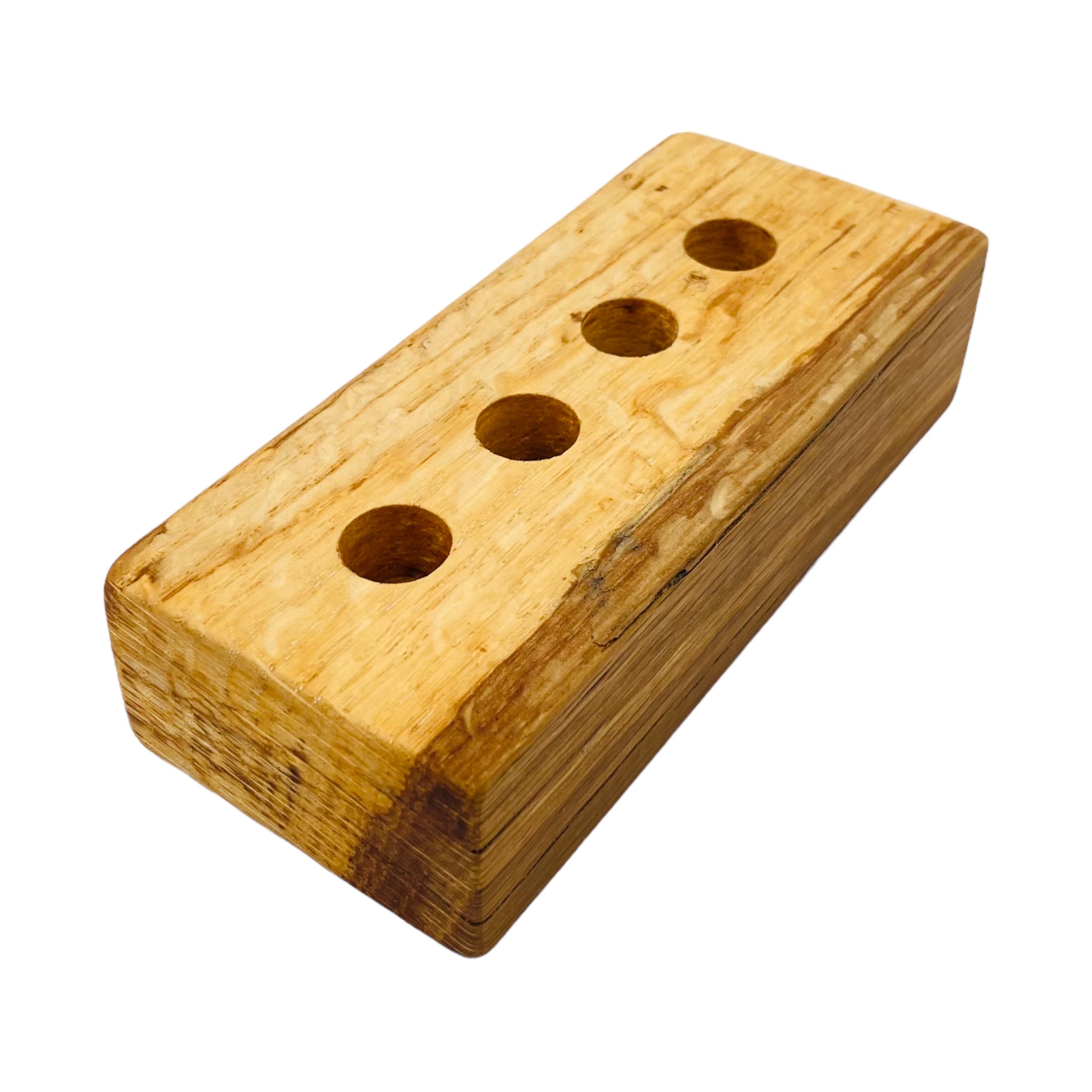 4 Hole Wood Display Stand Holder For 14mm Bong Bowl Pieces Or Quartz Bangers - Cork Oak