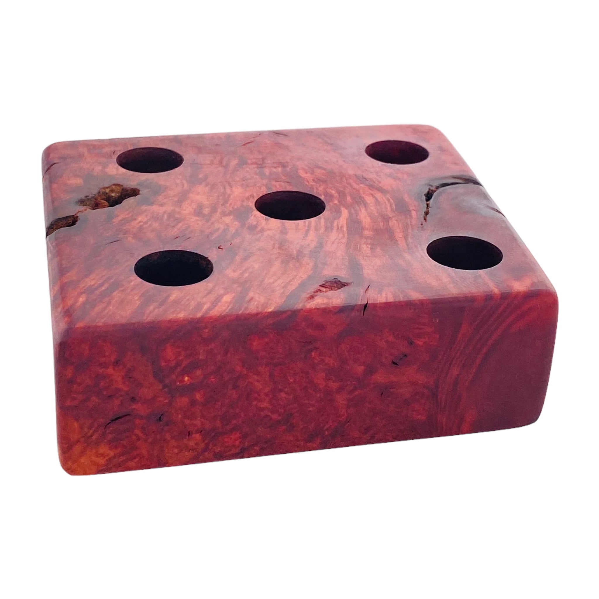 5 Hole Wood Display Stand Holder For 14mm Bong Bowl Pieces Or Quartz Bangers - Manzanita Heart Wood