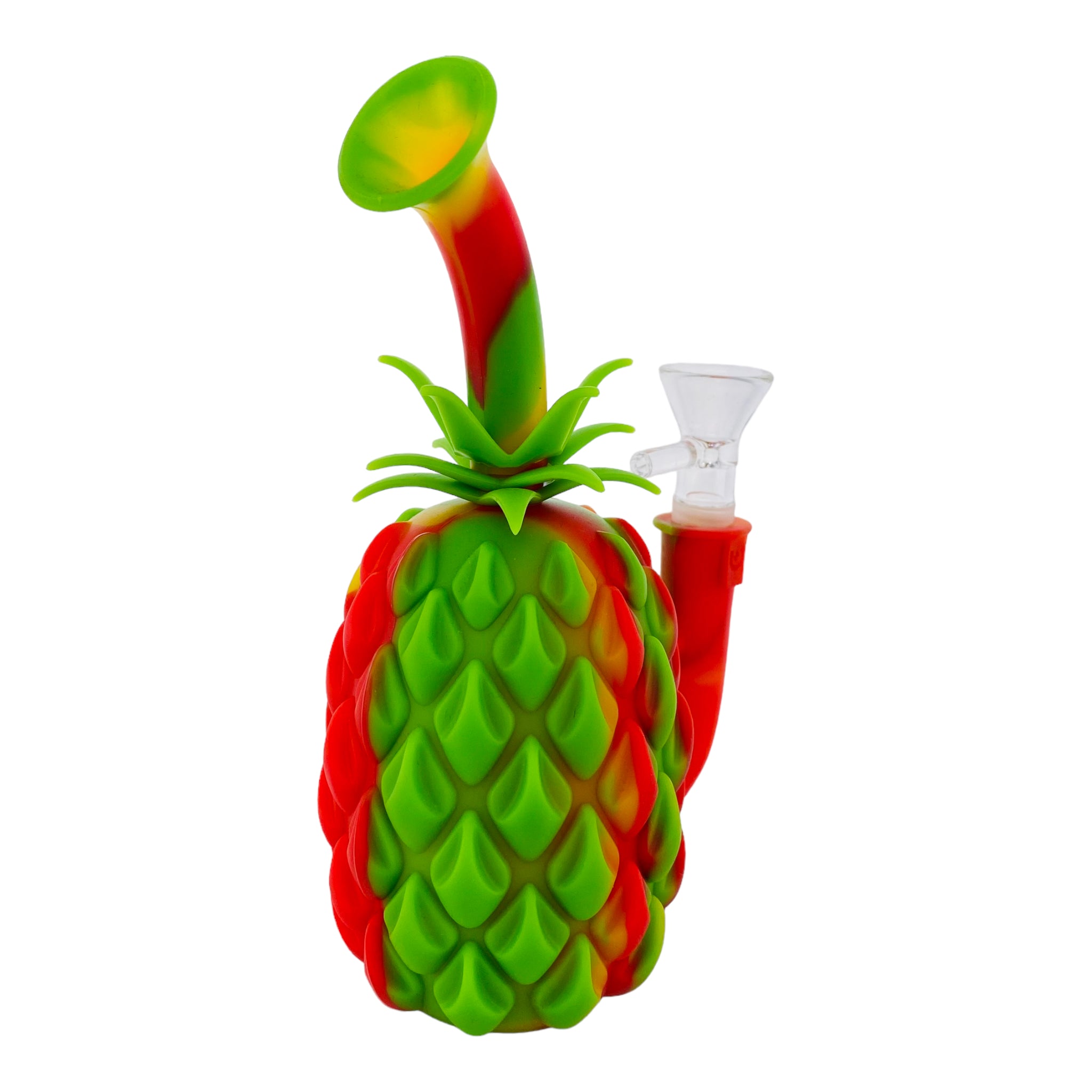 Rasta Pineapple Express Silicone Bubbler Bong With Magnetic Tool Holder