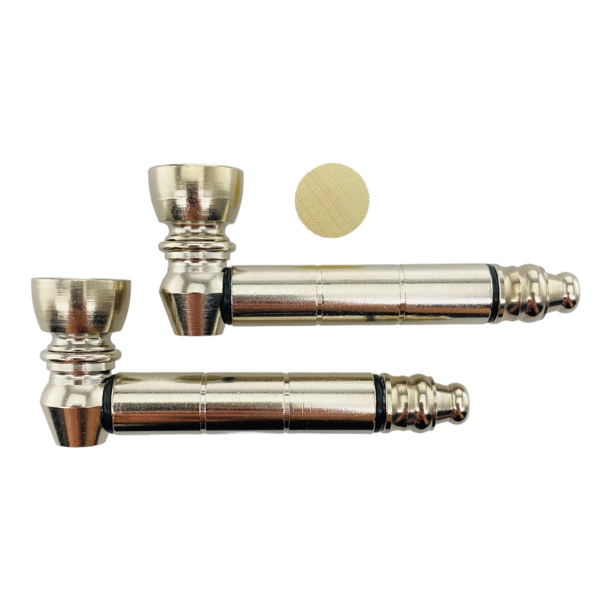 bundle of two metal smoking pipes and 10 screens
