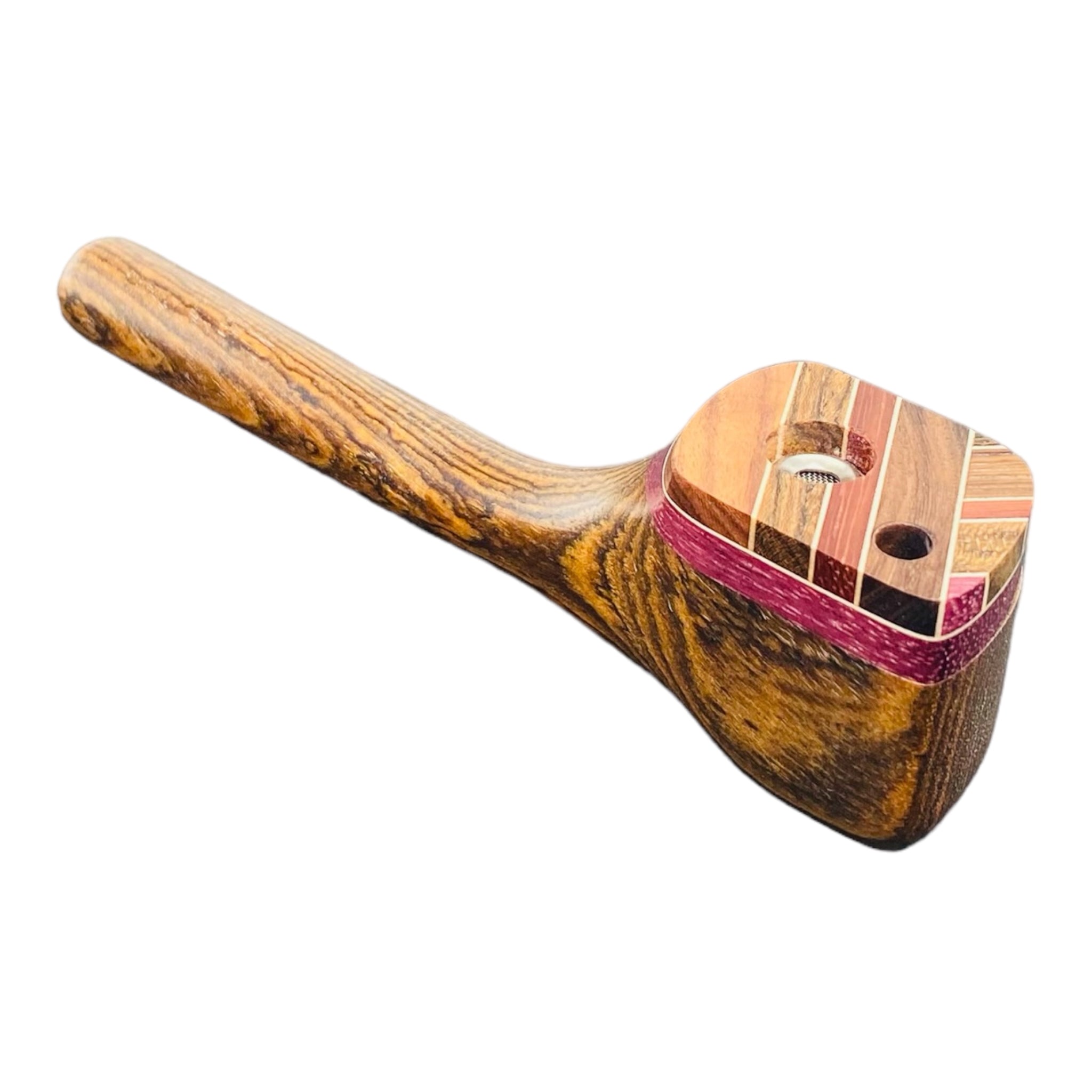 Wood Hand Pipe - Long Stem Wood Pipe With Swivel Lid With Vent
