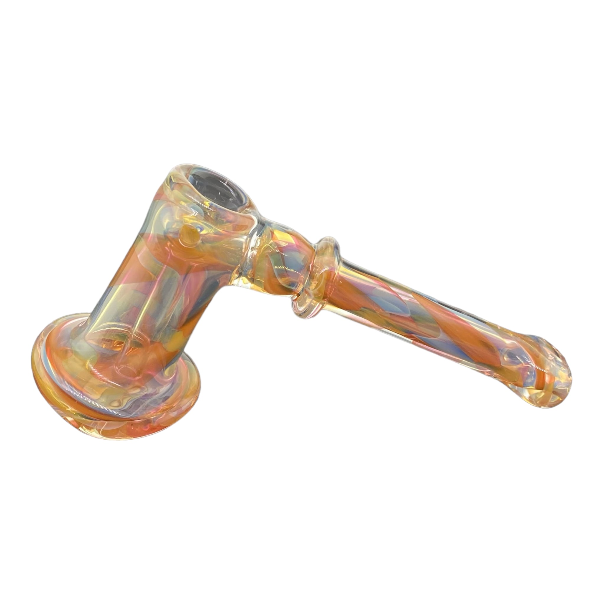 american glass Lay-Down Silver And Gold Fumed Bubbler glass hash Hammer