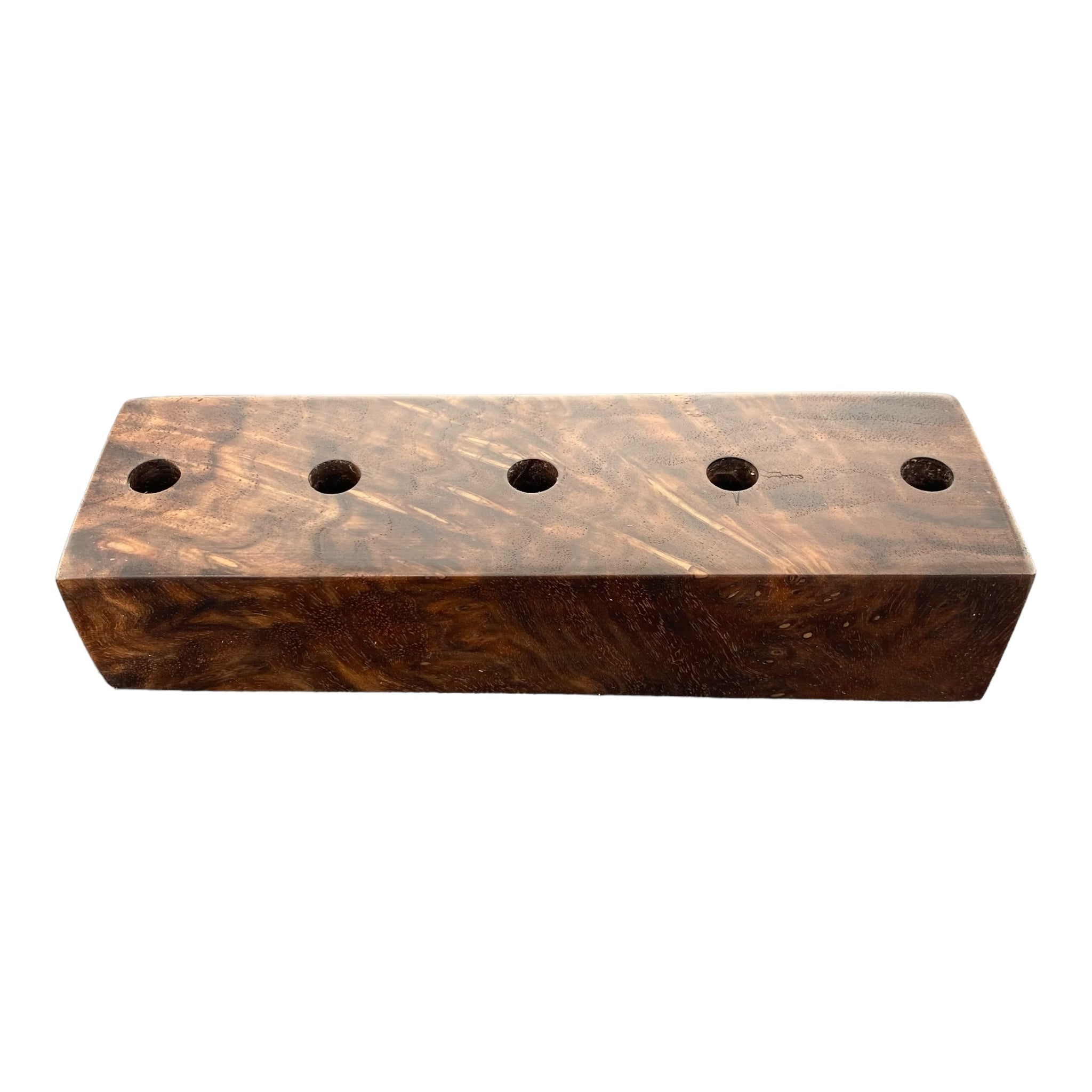 5 Hole Wood Display Stand Holder For 10mm Bong Bowl Pieces Or Quartz Bangers - Black Walnut Burl