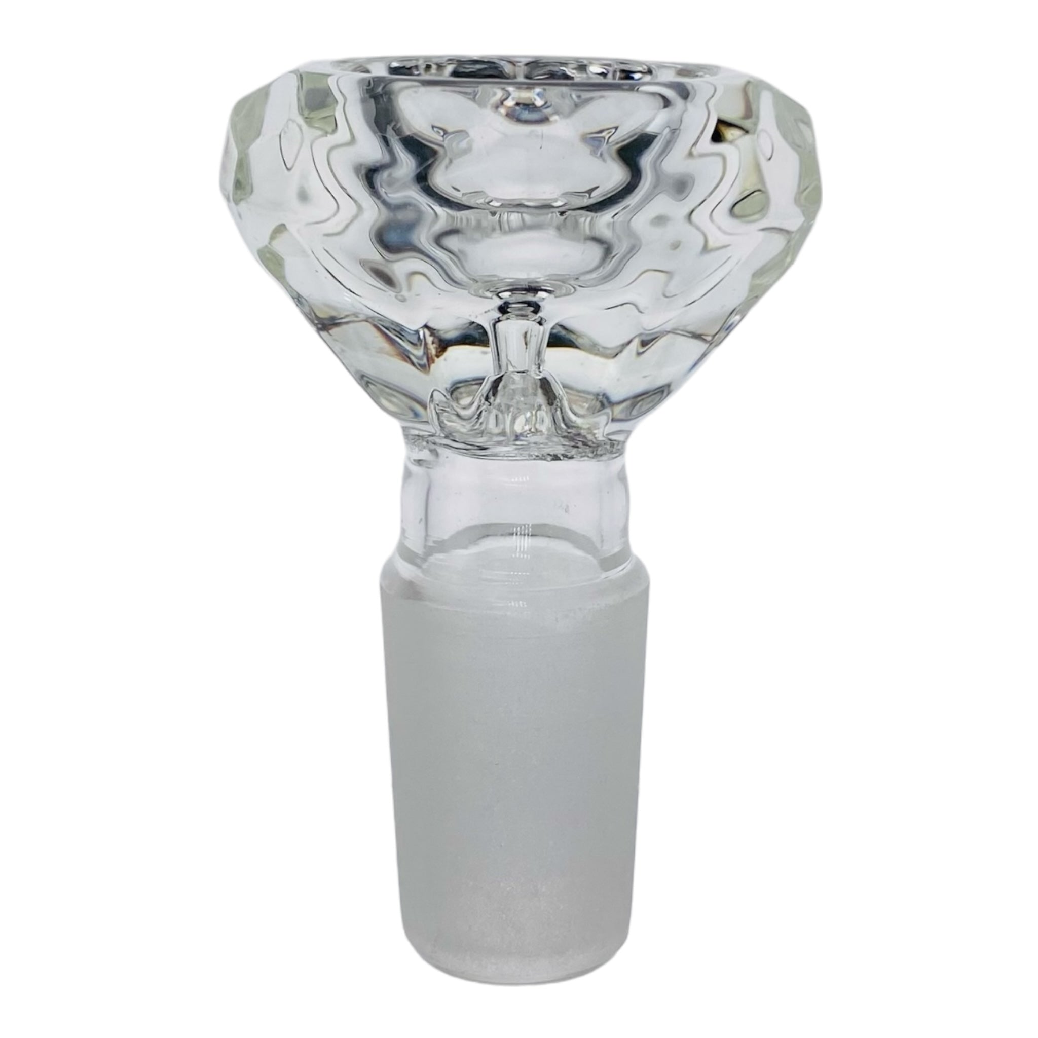 18mm Flower Bowl - Faceted Diamond Glass Bong Bowl Piece - Clear