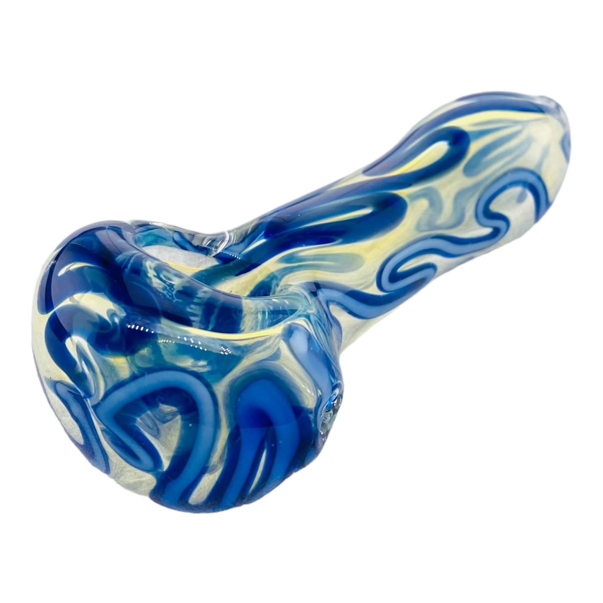 cheap Color Changing Glass Hand Pipe With Blue Linework for sale