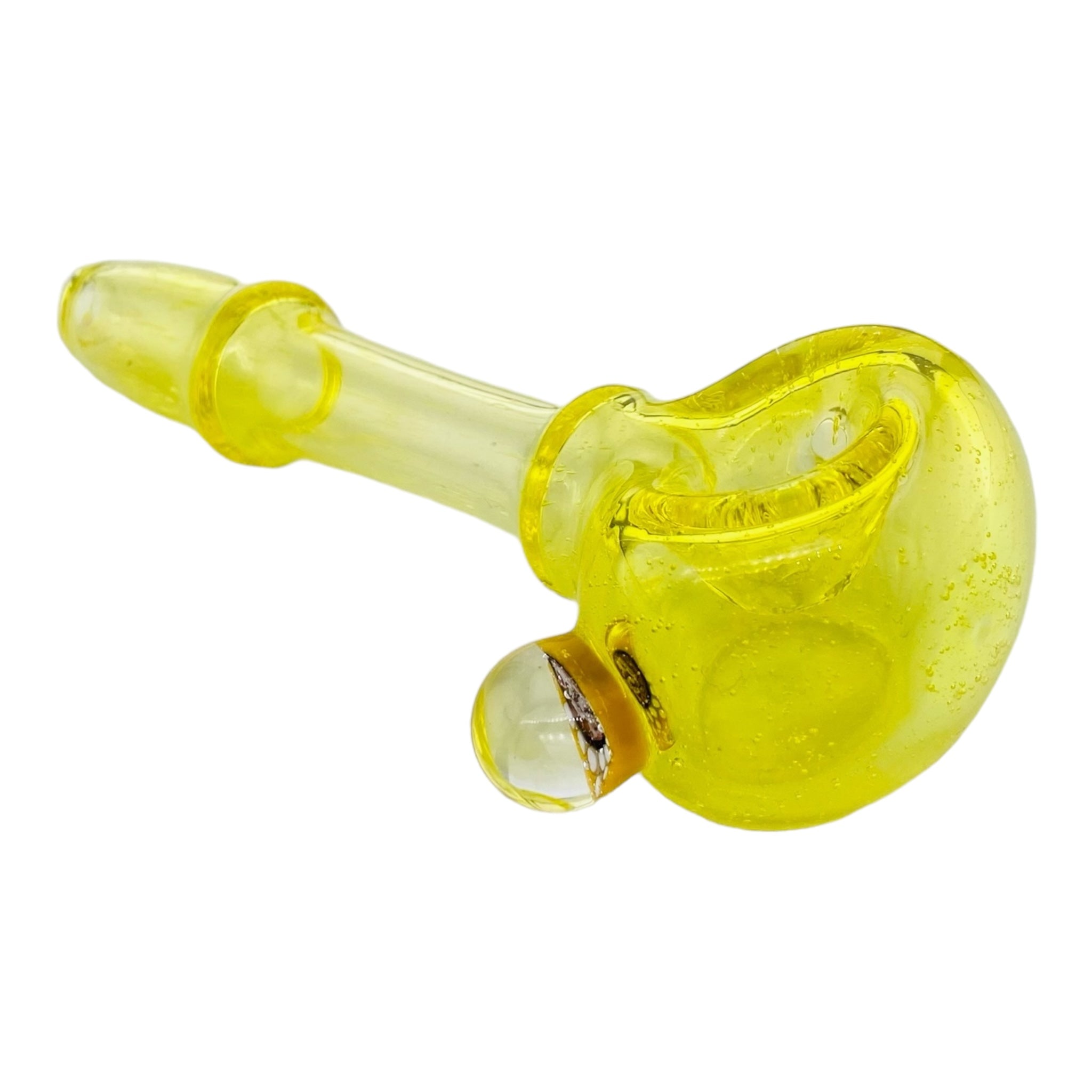 Translucent Yellow Lemon Drop Glass Hand Pipe With Honeycomb Millie
