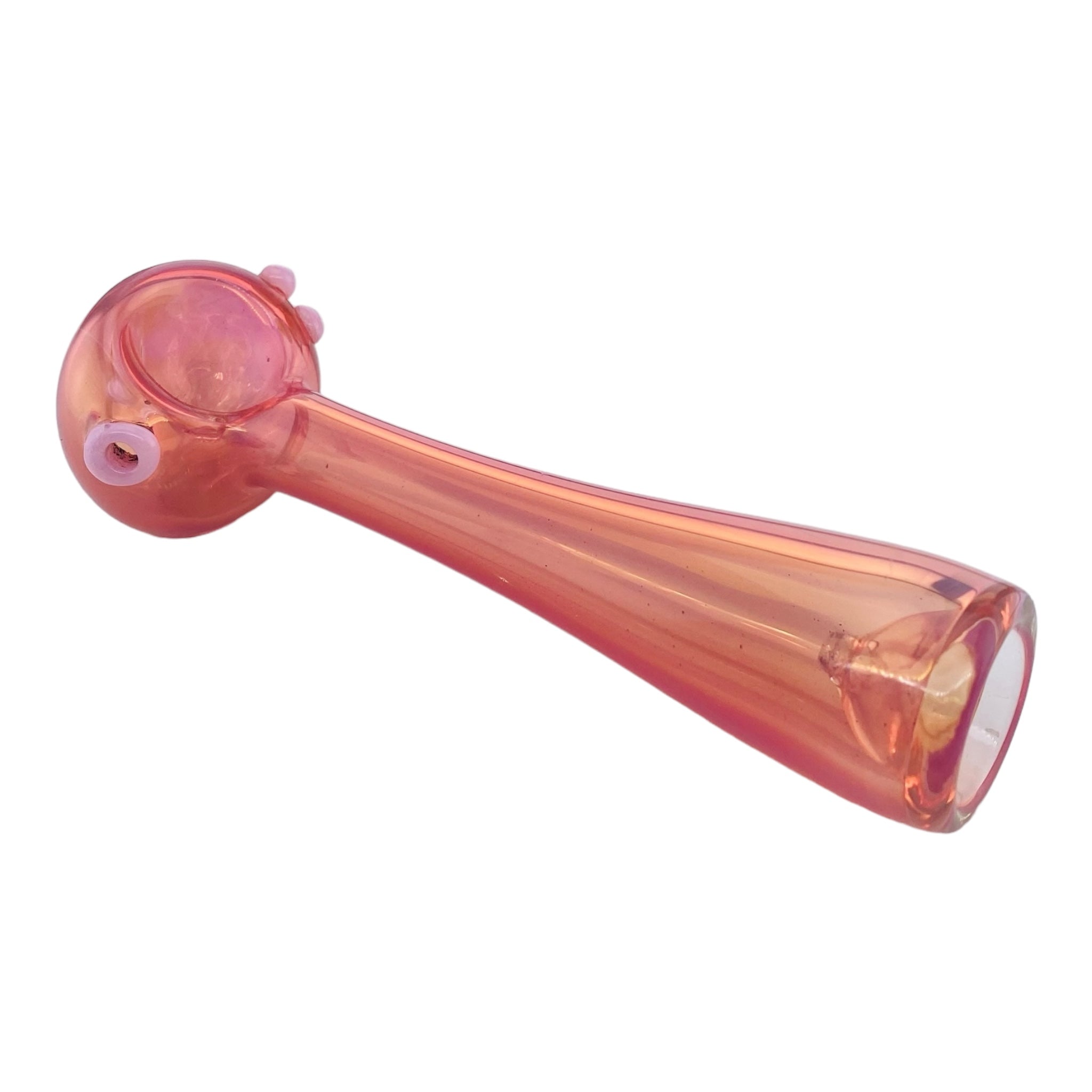 Pink Gold Fumed Glass Hand Pipe With Push In Mouthpiece for sale