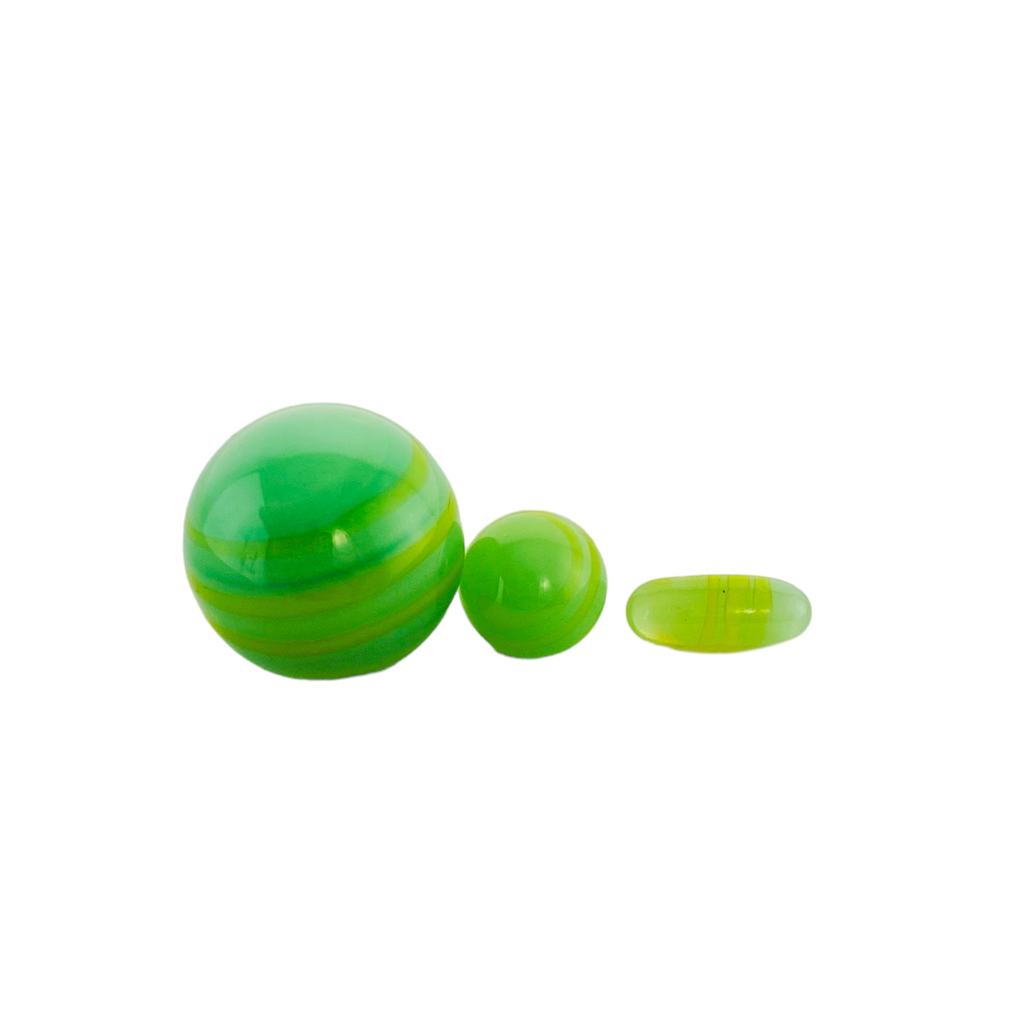 Glass Terp Slurper Marble Set - Green With Yellow Twirl