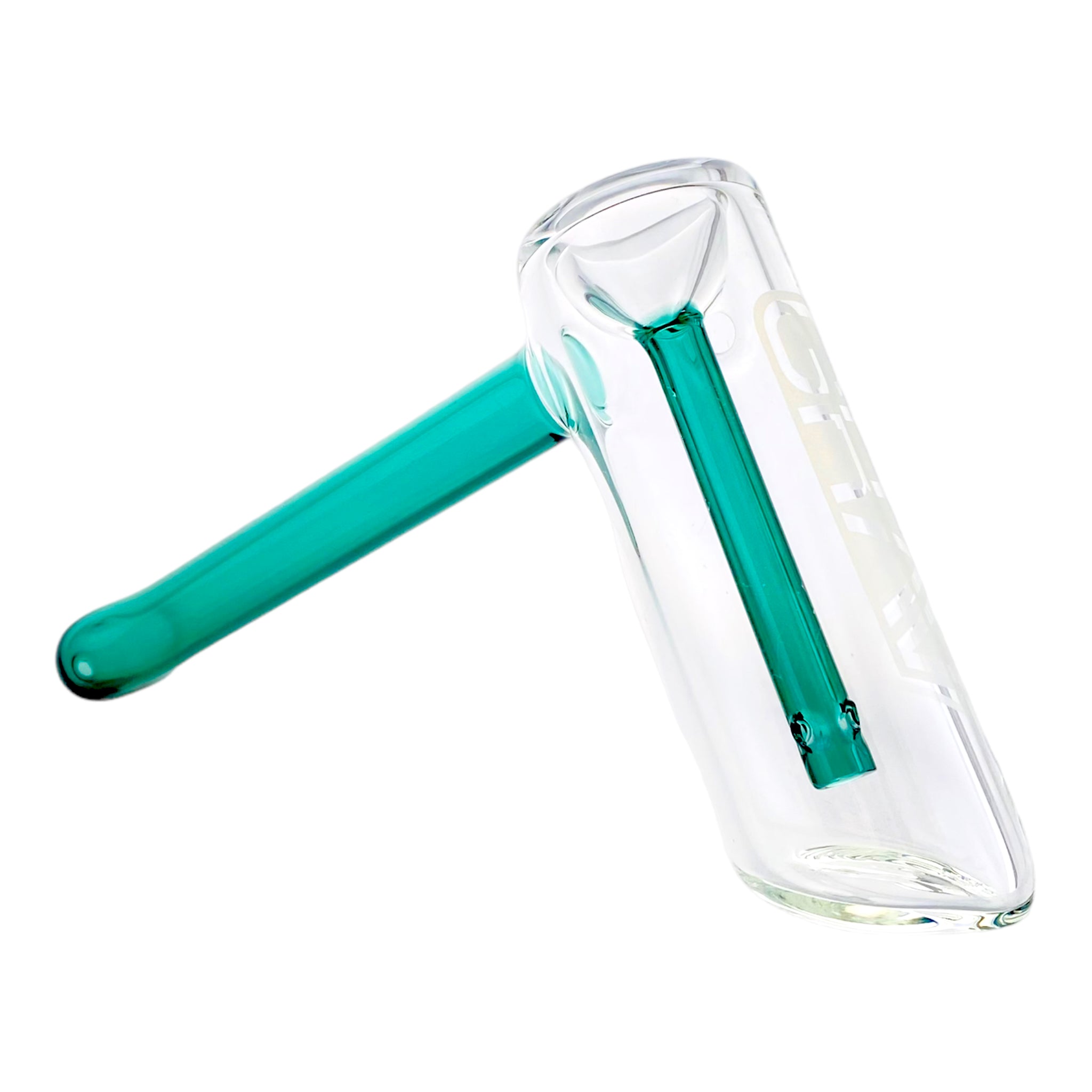 grav labs bubbler medium size with dark green downstem and mouthpiece