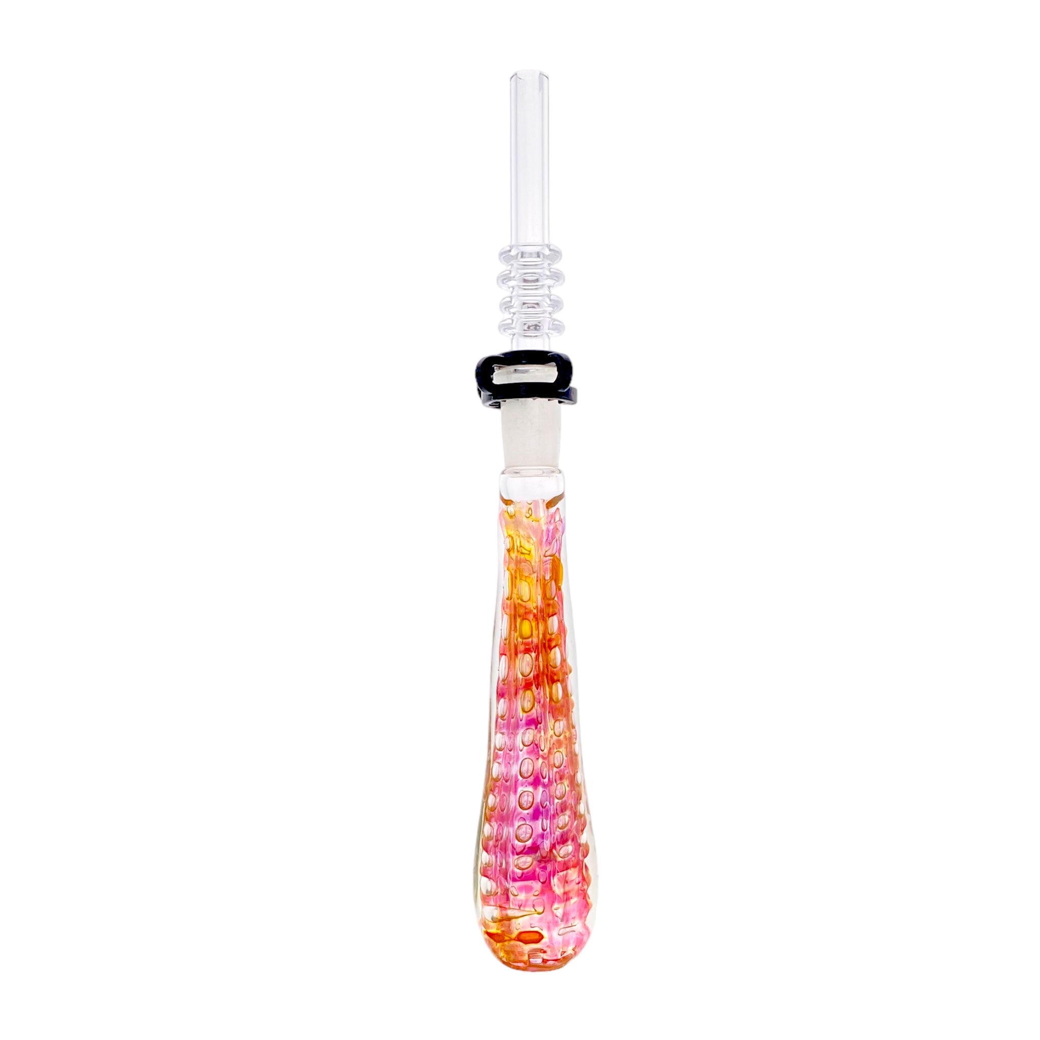10mm Nectar Collector - Gold Fume With Air Trap Bubbles With 10mm Quartz Tip
