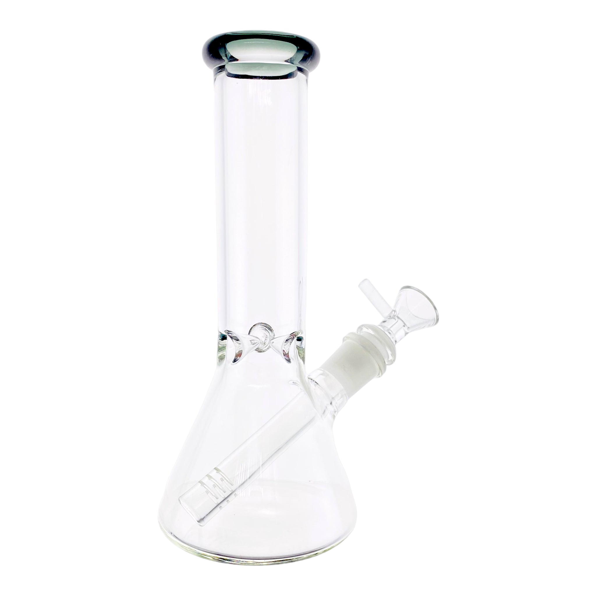 8 Inch Clear Beaker Bong With Shadow Black Color Lip