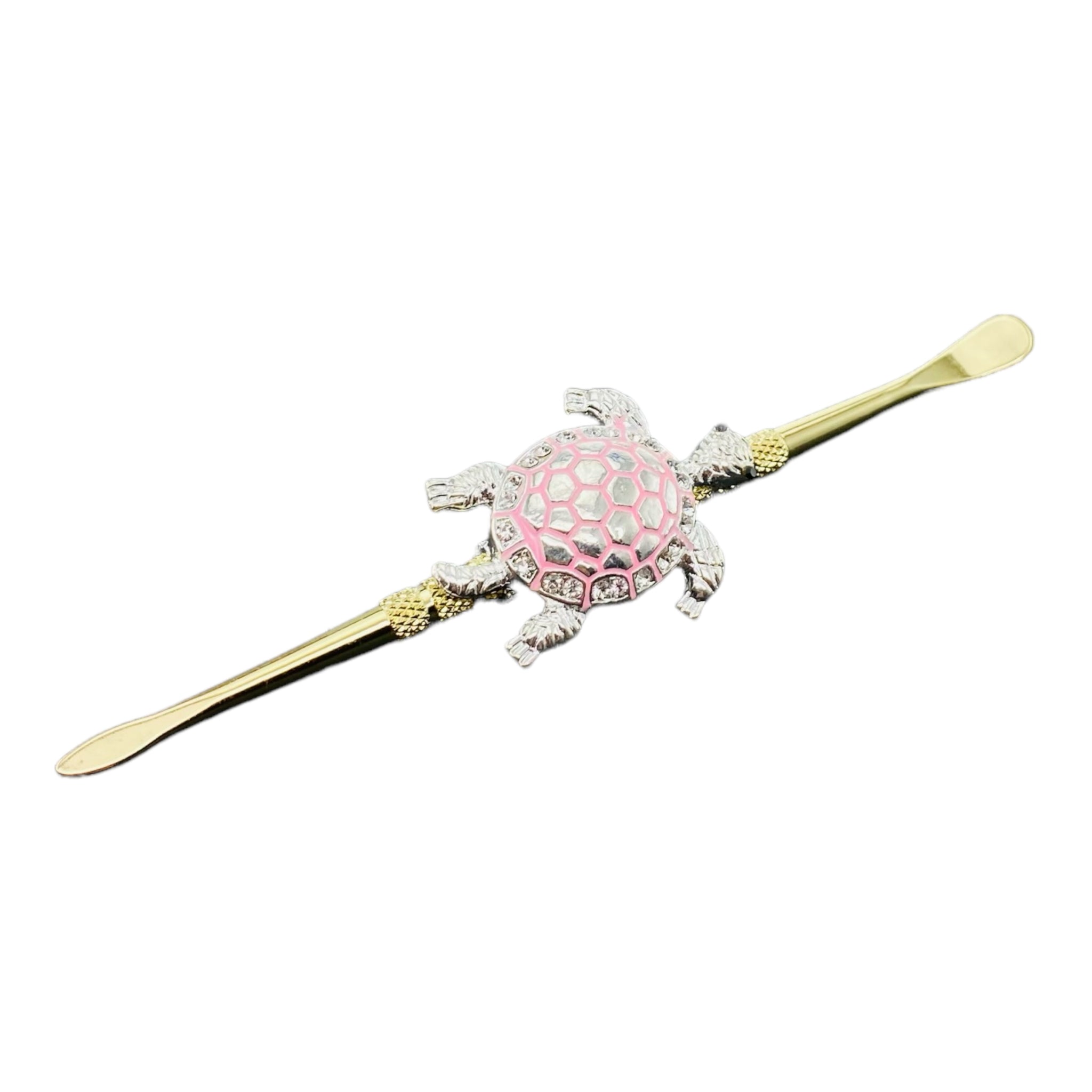 Bedazzled Turtle Gold Paddle Scoop And Spear Point Dab Tool