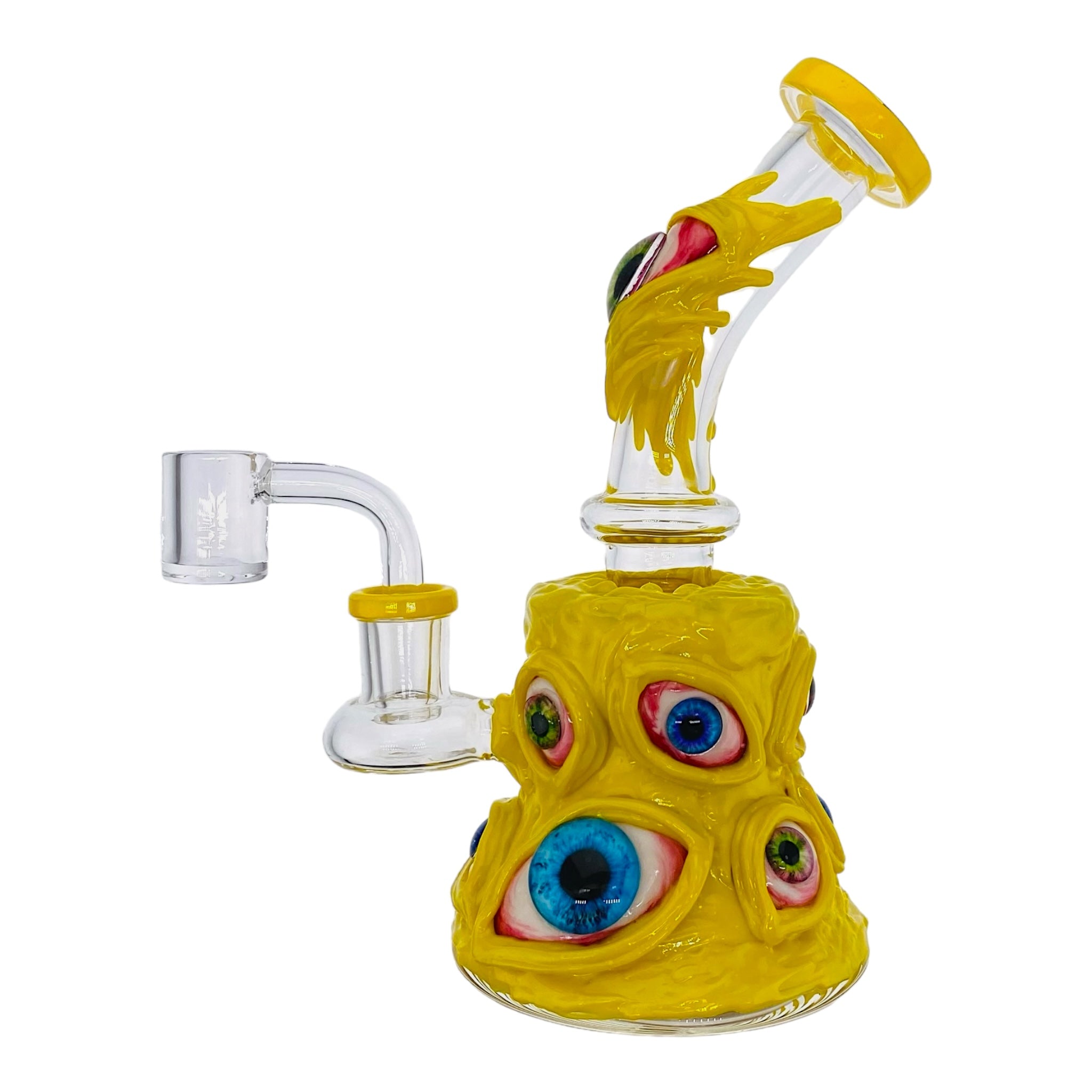small glass dab rig in yellow 14mm
