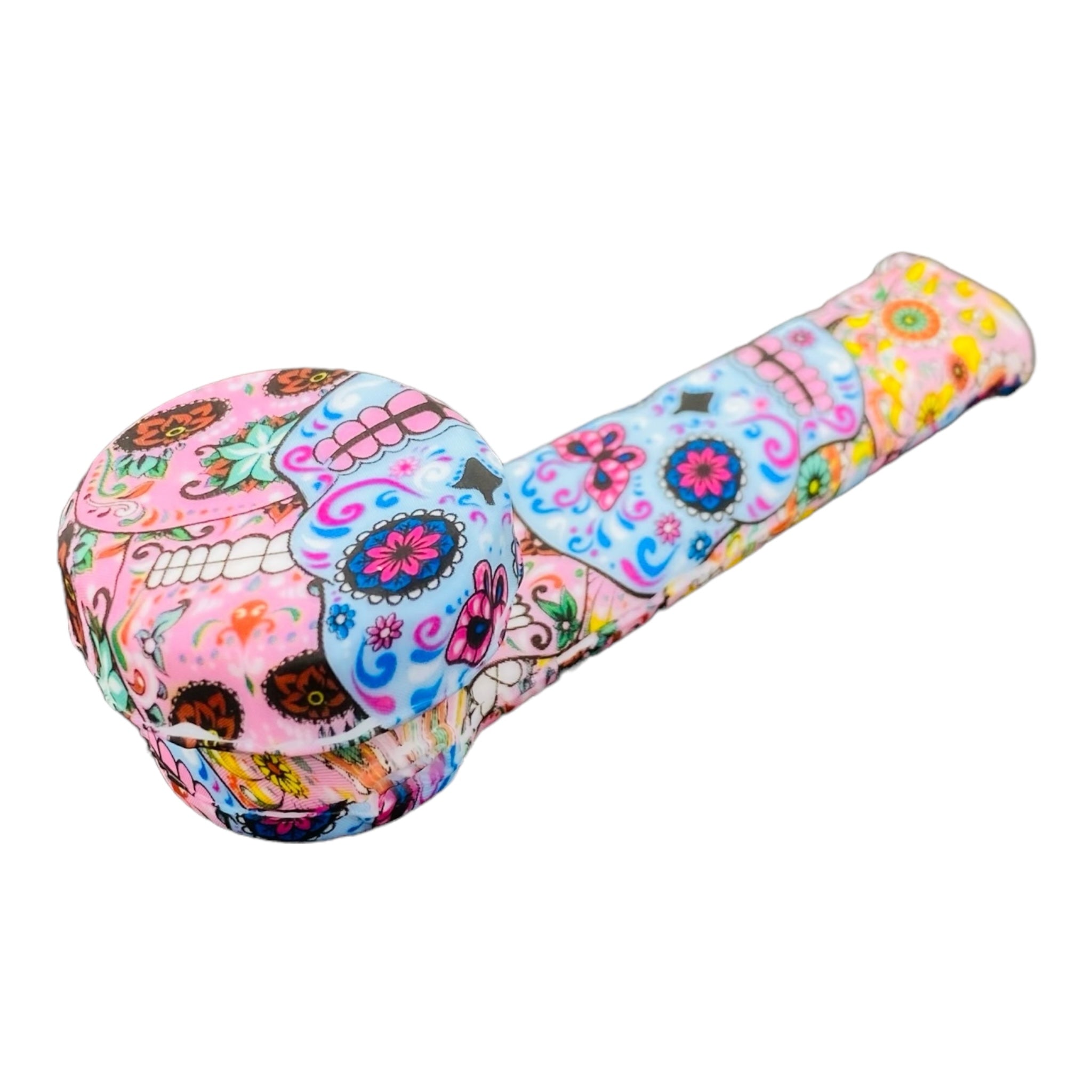 cute and girly Small Sugar Skull Silicone Hand Pipe With Metal Bowl for sale