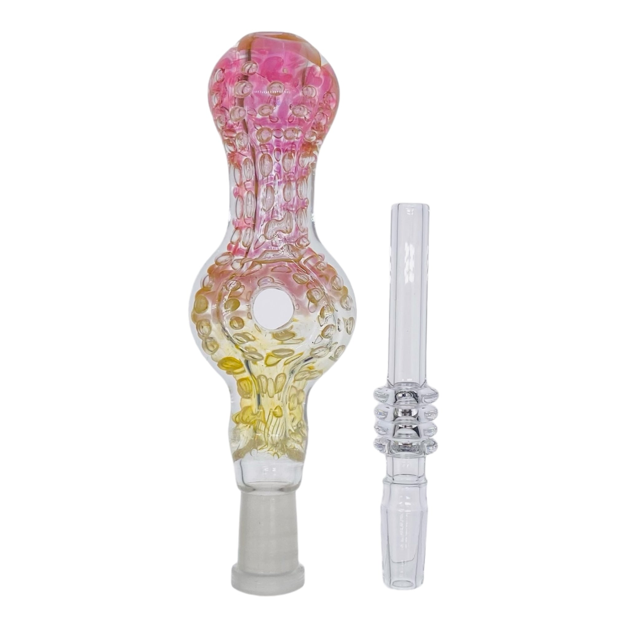 10mm Nectar Collector - Color Changing Fuming Inside Out Spiral Donut With Quartz Tip