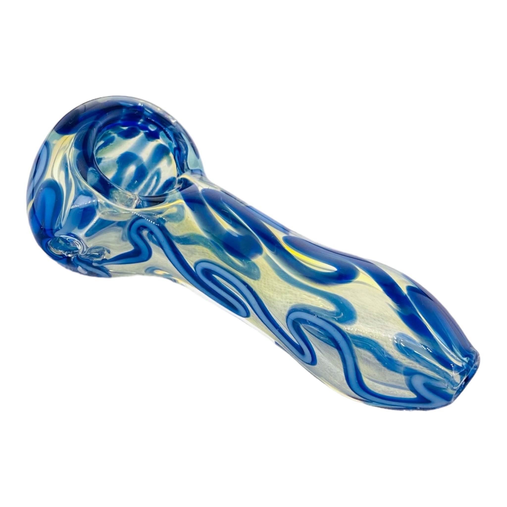 cheap Color Changing Glass Hand Pipe With Blue Linework for sale