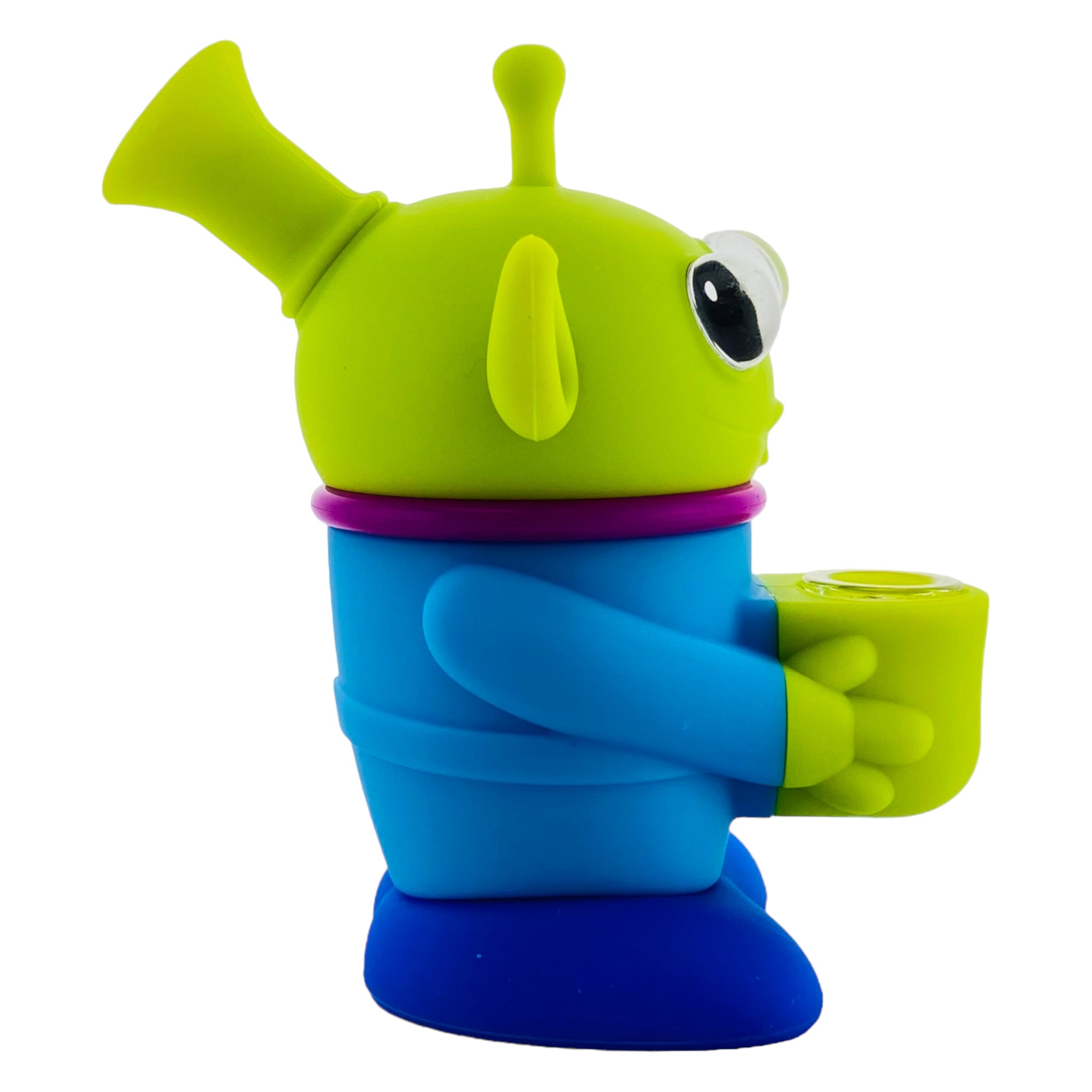 cute side shot toy story green alien martian silicone hand pipe