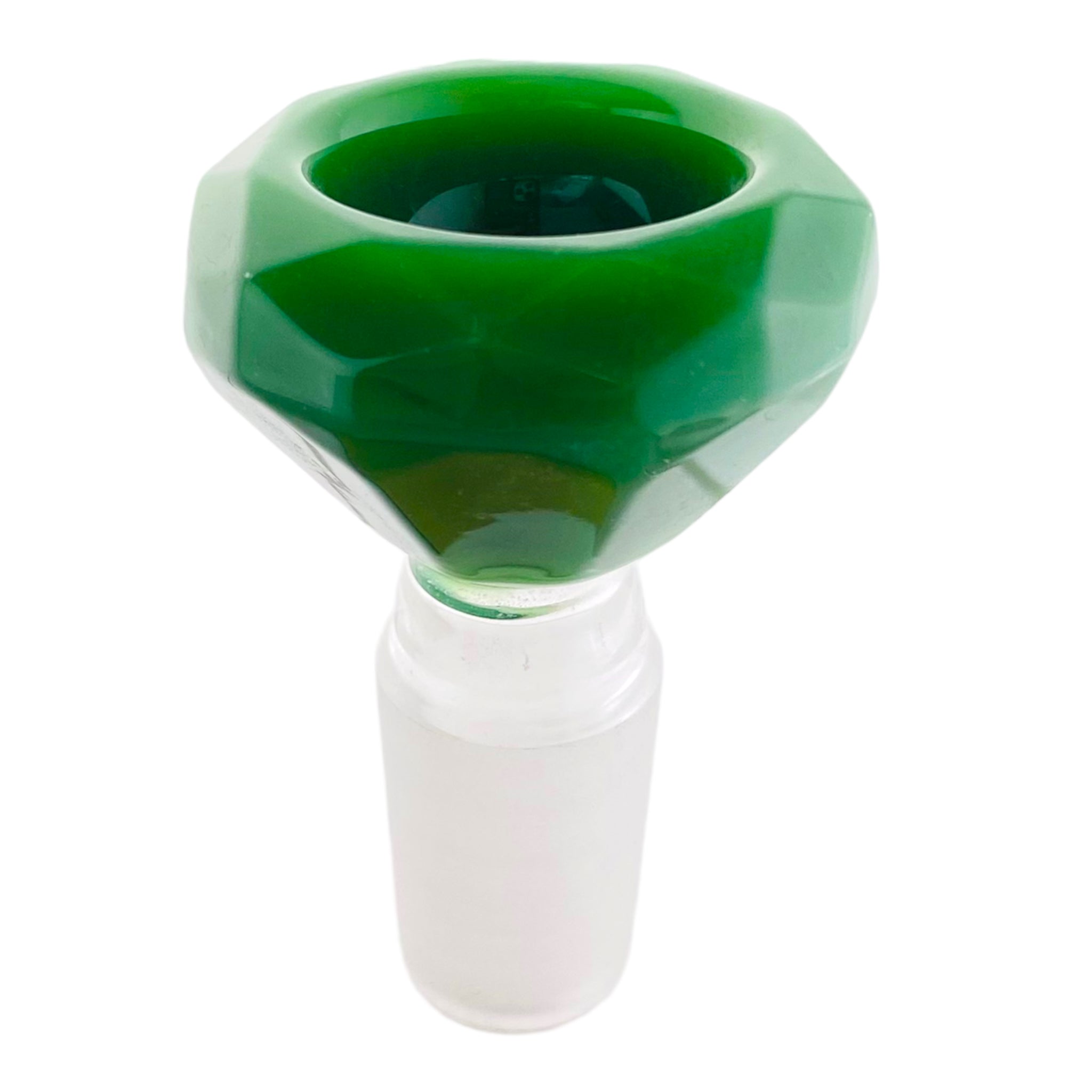 18mm Flower Bowl - Faceted Diamond Glass Bong Bowl Piece - Jade