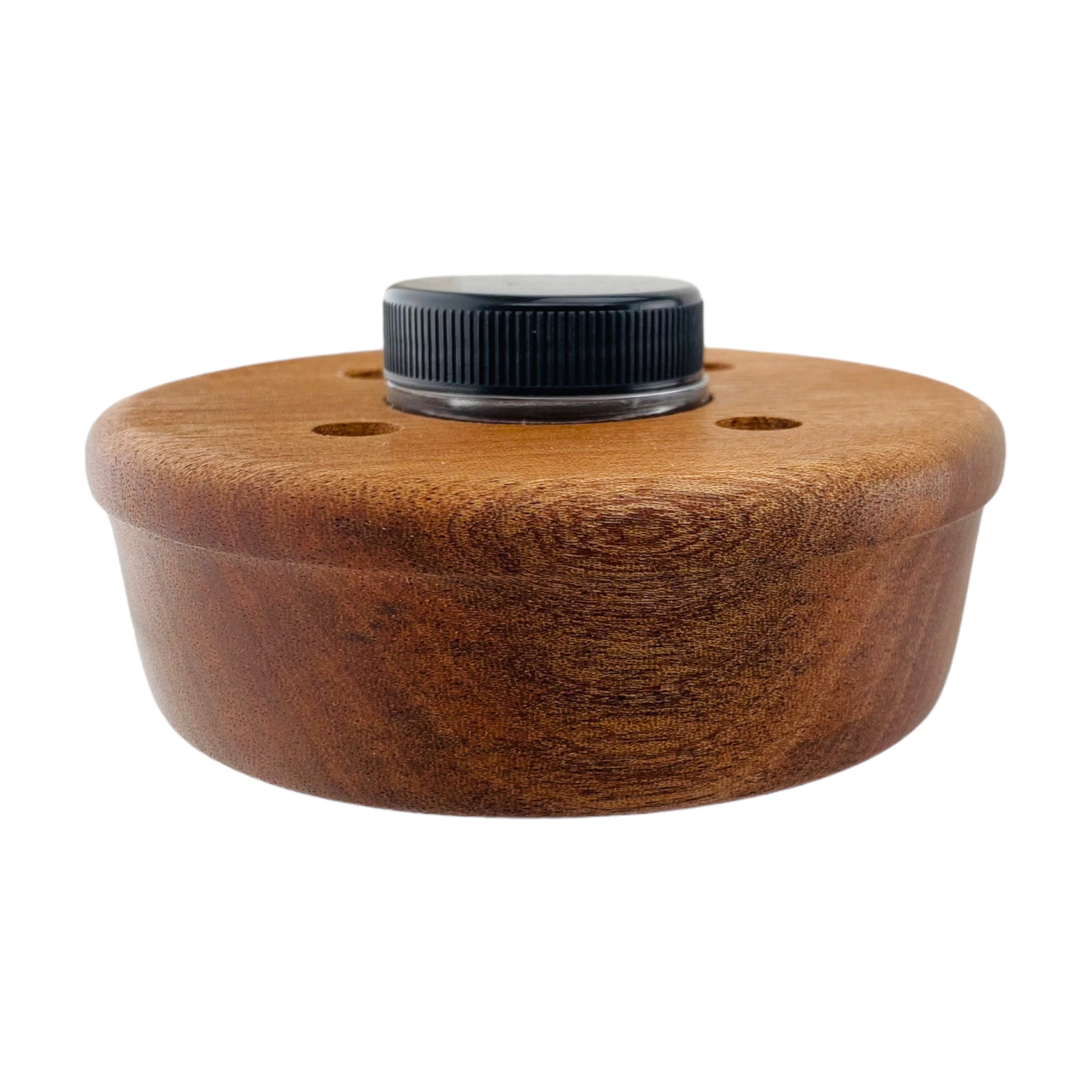 Round 4 Hole Wood Display Stand Holder For 10mm Bong Bowl Pieces Or Quartz Bangers - Mahogany Planter