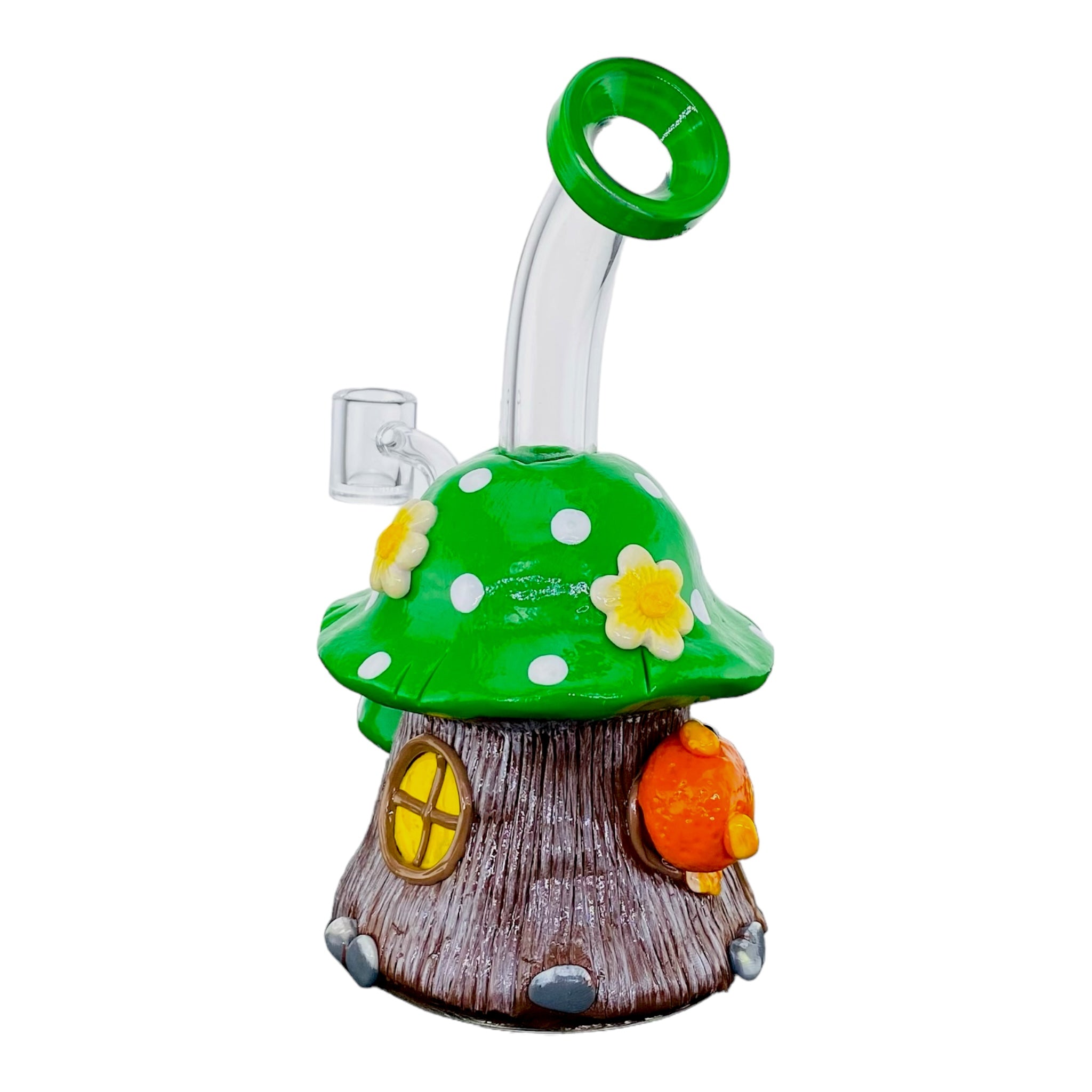 cute girly Green And White Mushroom Small Dab Rig With Frog for sale
