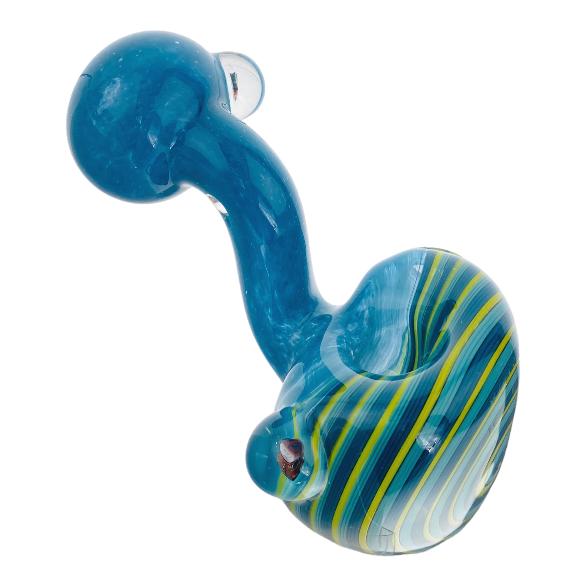 Blue Sherlock Glass Pipe With Multicolor Spiral And South Park Millefiori