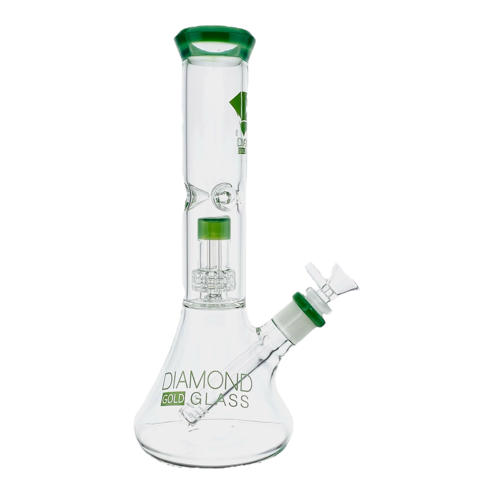 Diamond Glass Bong - Jade Green 11 Inch Beaker Bong With Multi Slit Disc Perc