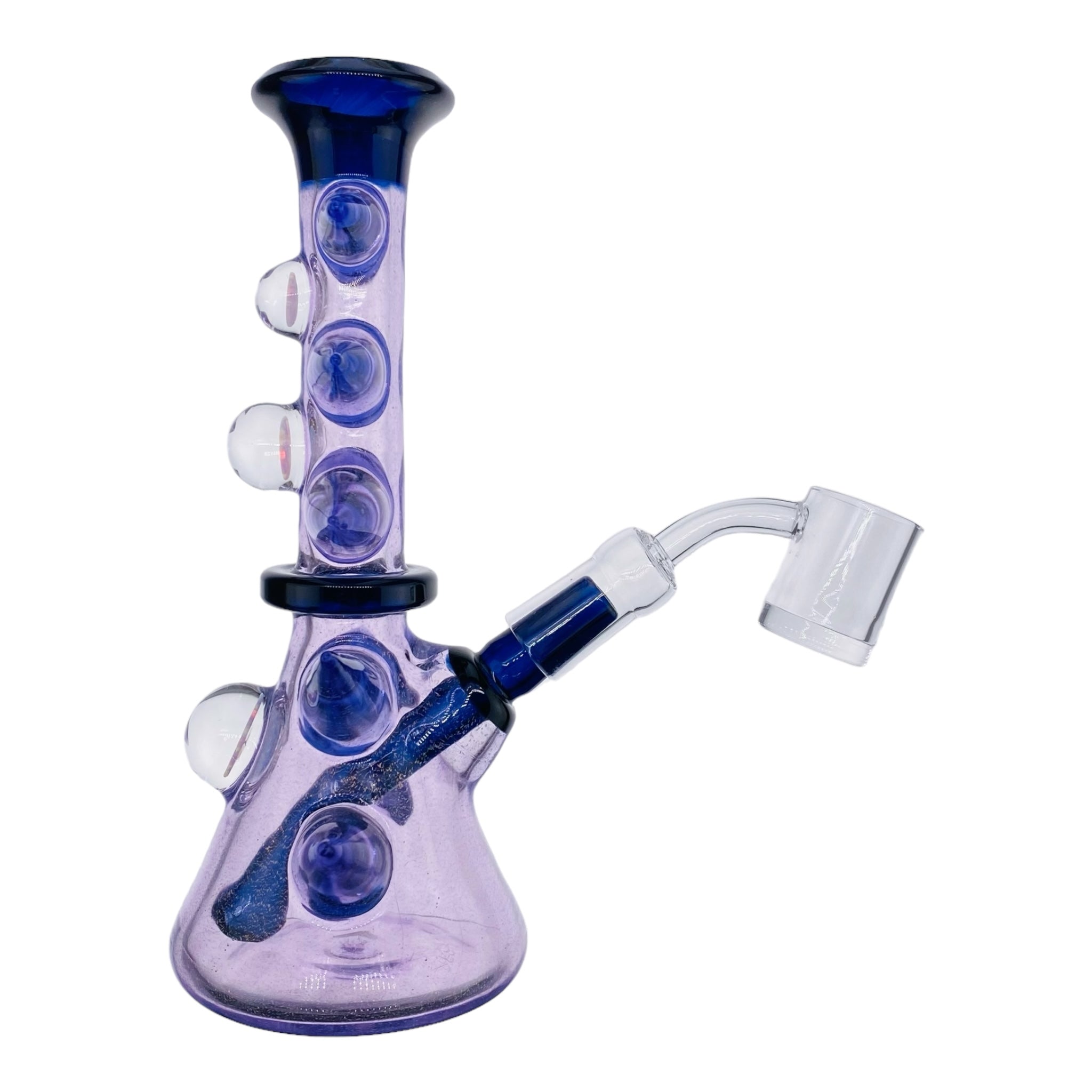 Darby Holm - Purple Reign Dichro Horned Minitube Dab Rig Water Pipe With Large Opals